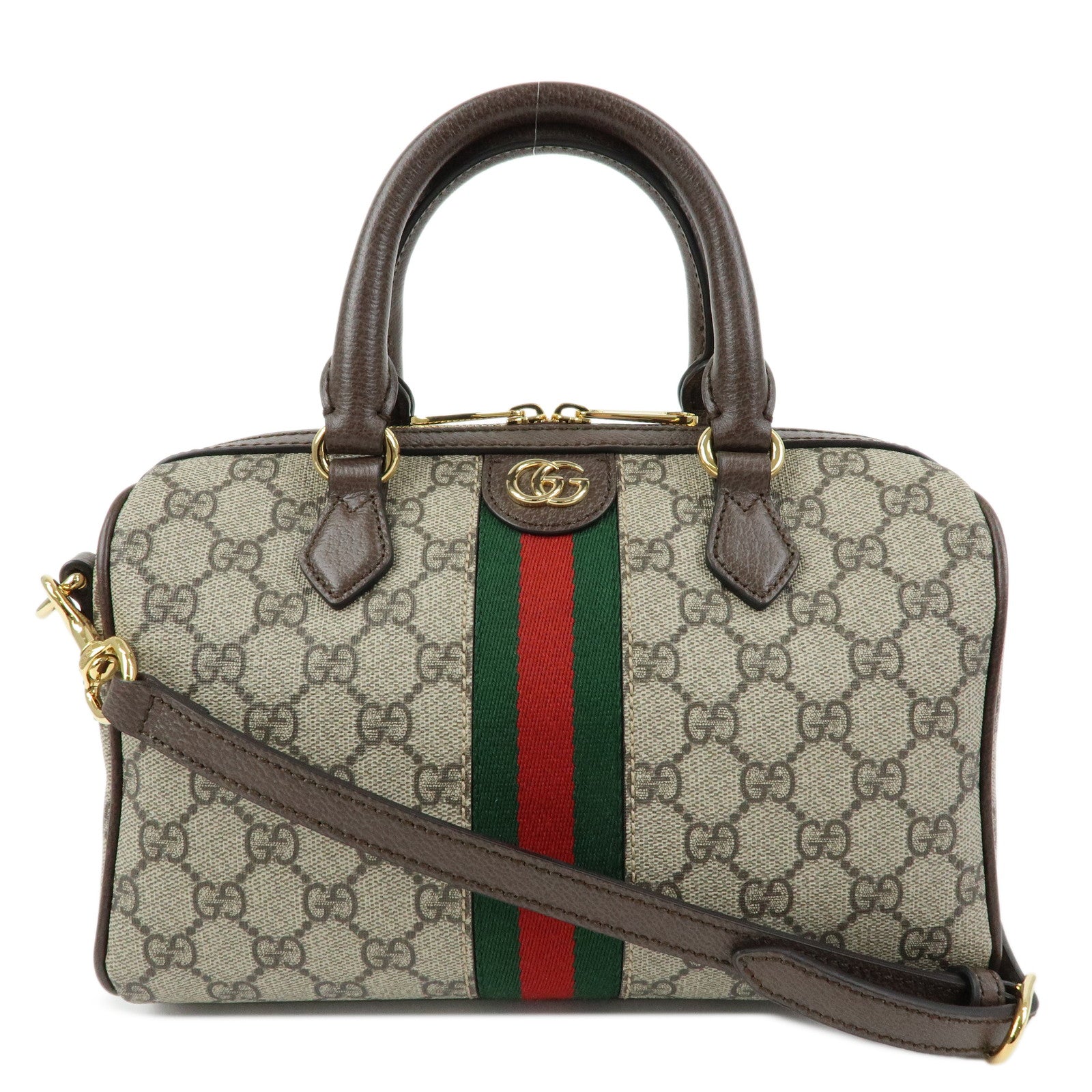 GUCCI Ophidia Sherry GG Supreme Leather 2Way Boston Bag 772061