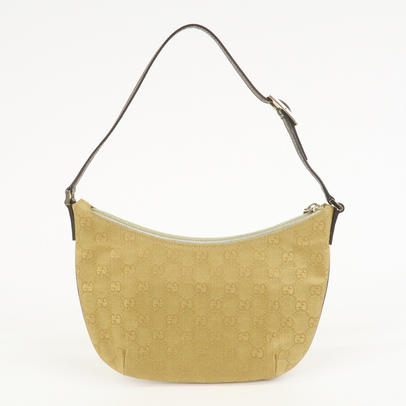 GUCCI GG Canvas Leather Shoulder Bag Hand Bag Gold 005・0813