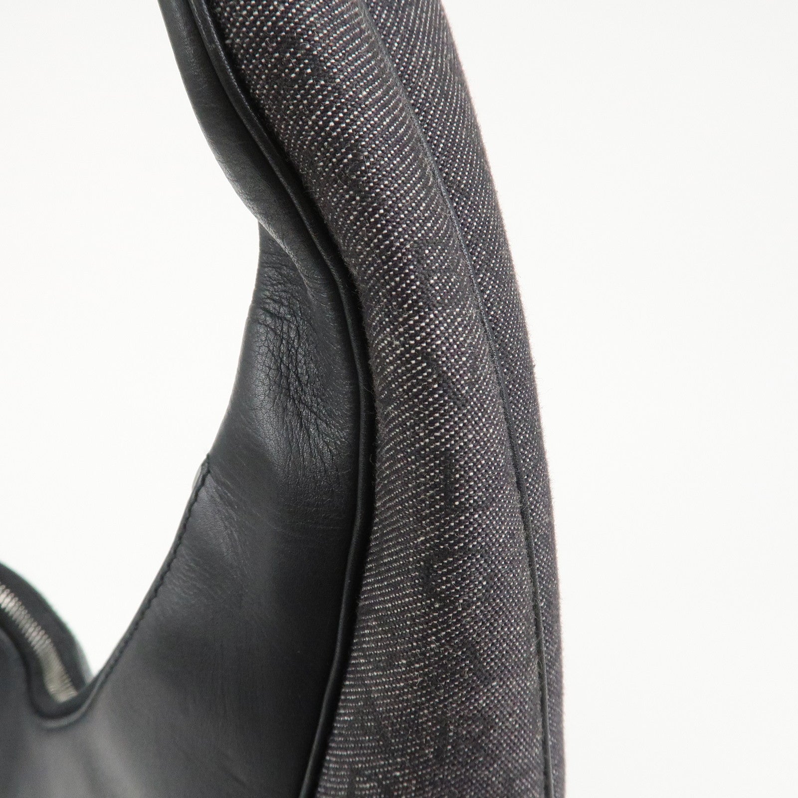 BVLGARI Logo Mania Canvas Leather Ascot Shoulder Bag Black