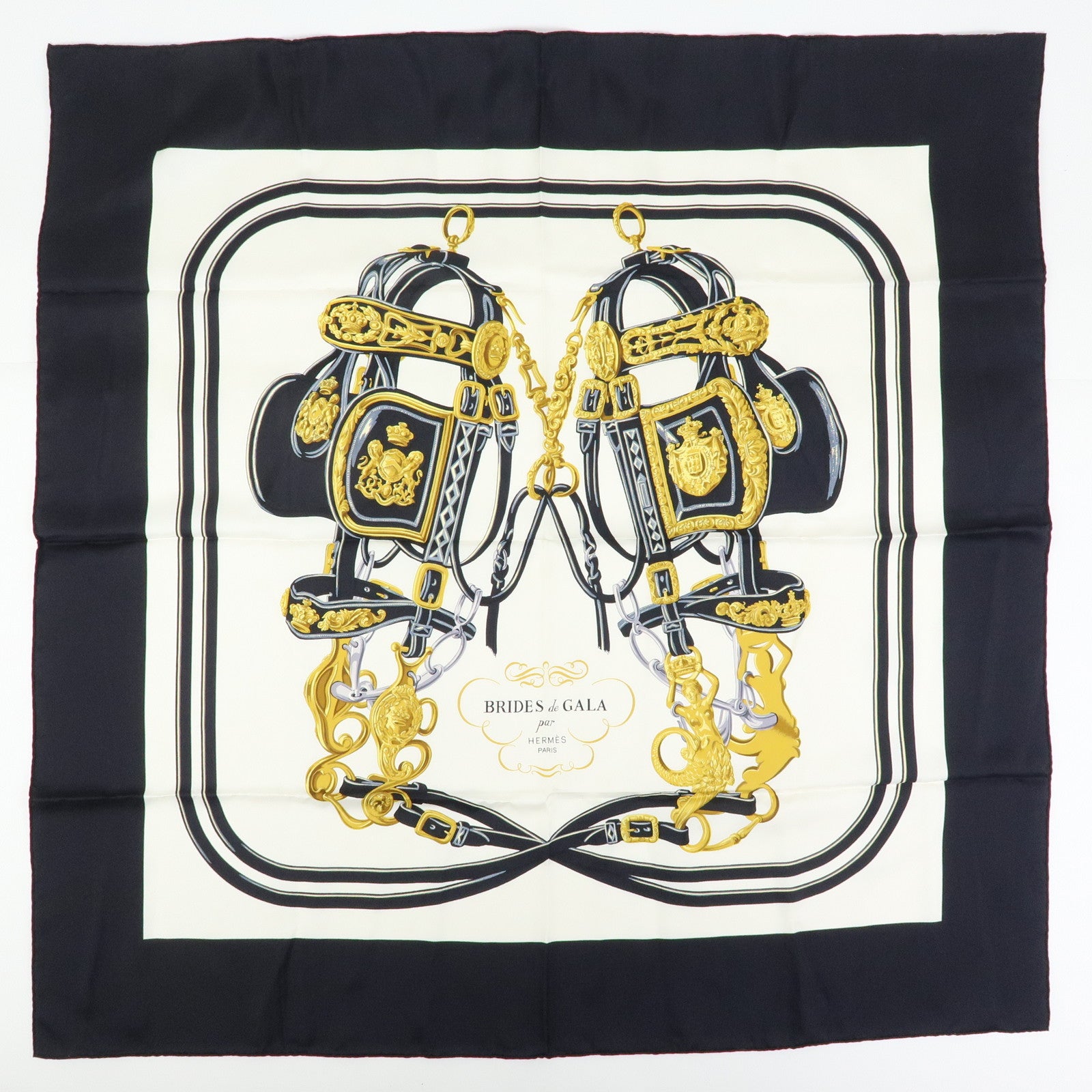 HERMES Carre 90 Set of 2 Silk 100% Scarf BRIDES DE GALA JUMPING