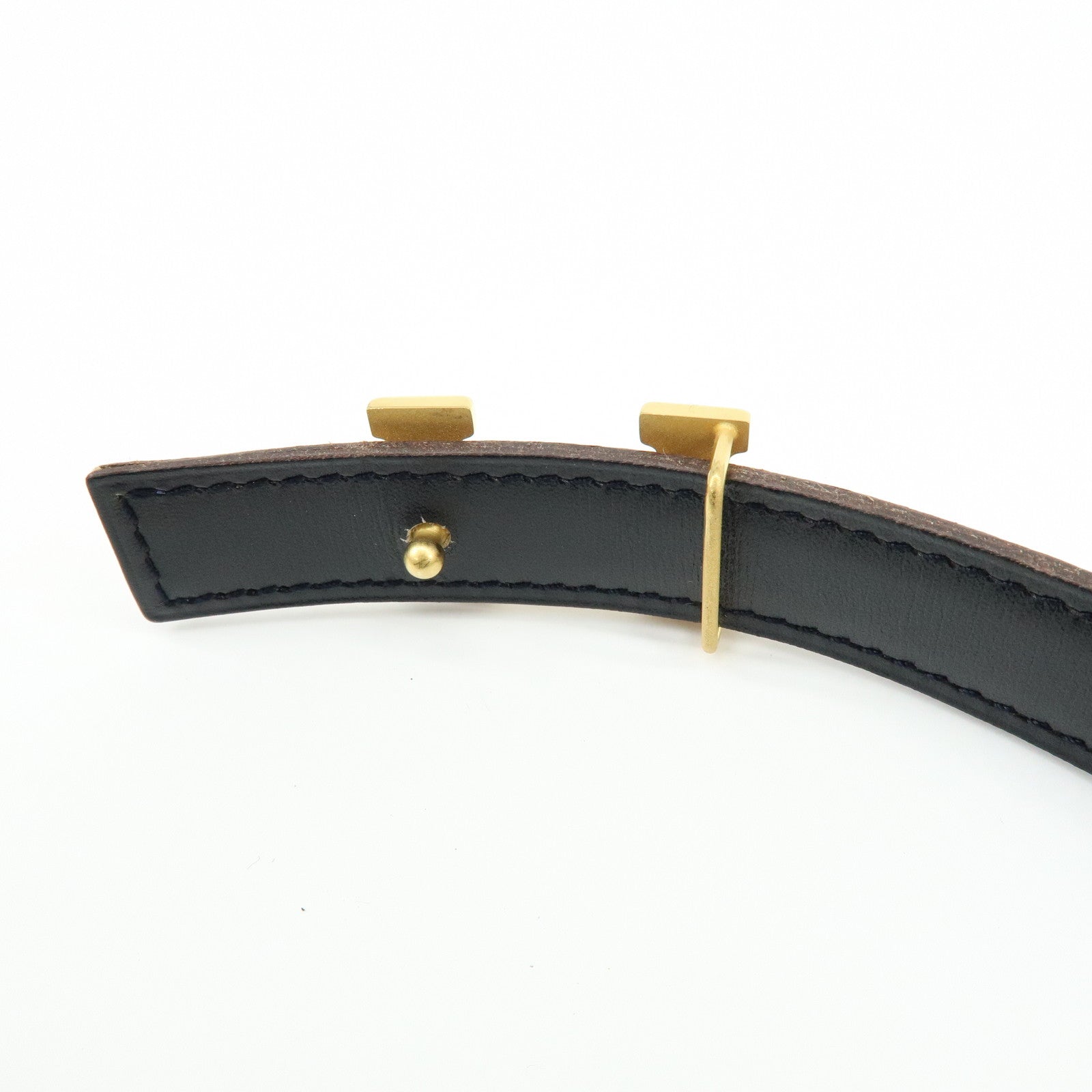 HERMES H Buckle □F Stamped Reversible Constance Belt 80 Black