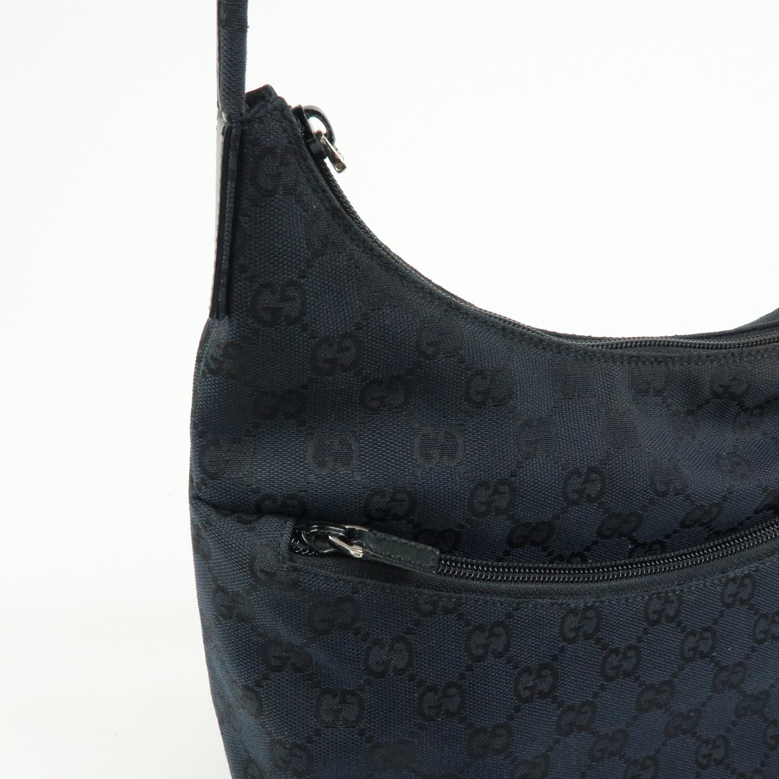 GUCCI GG Canvas Leather Hand Bag Shoulder Bag Black 001・3386