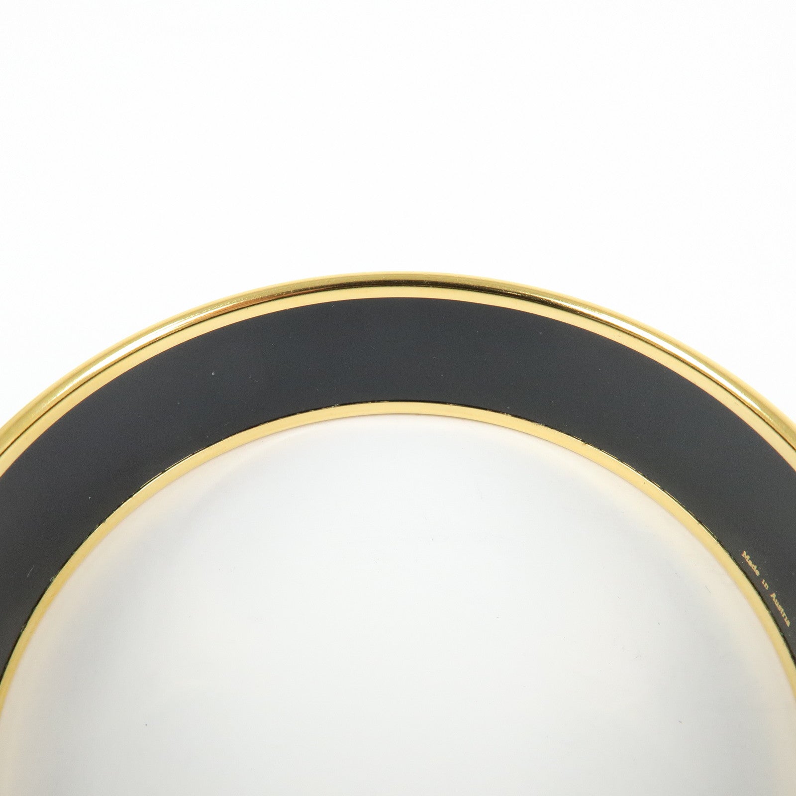HERMES Email GM Bangle Gold Plated Bracelet Gold Black