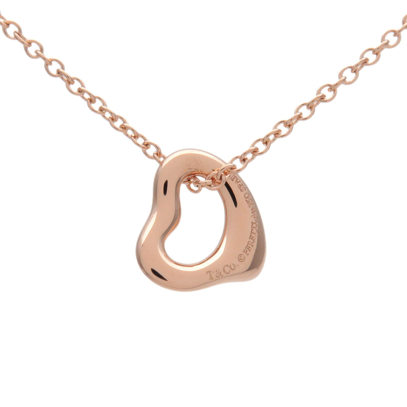 Tiffany & Co Open Heart Necklace K18PG 750PG Rose Gold