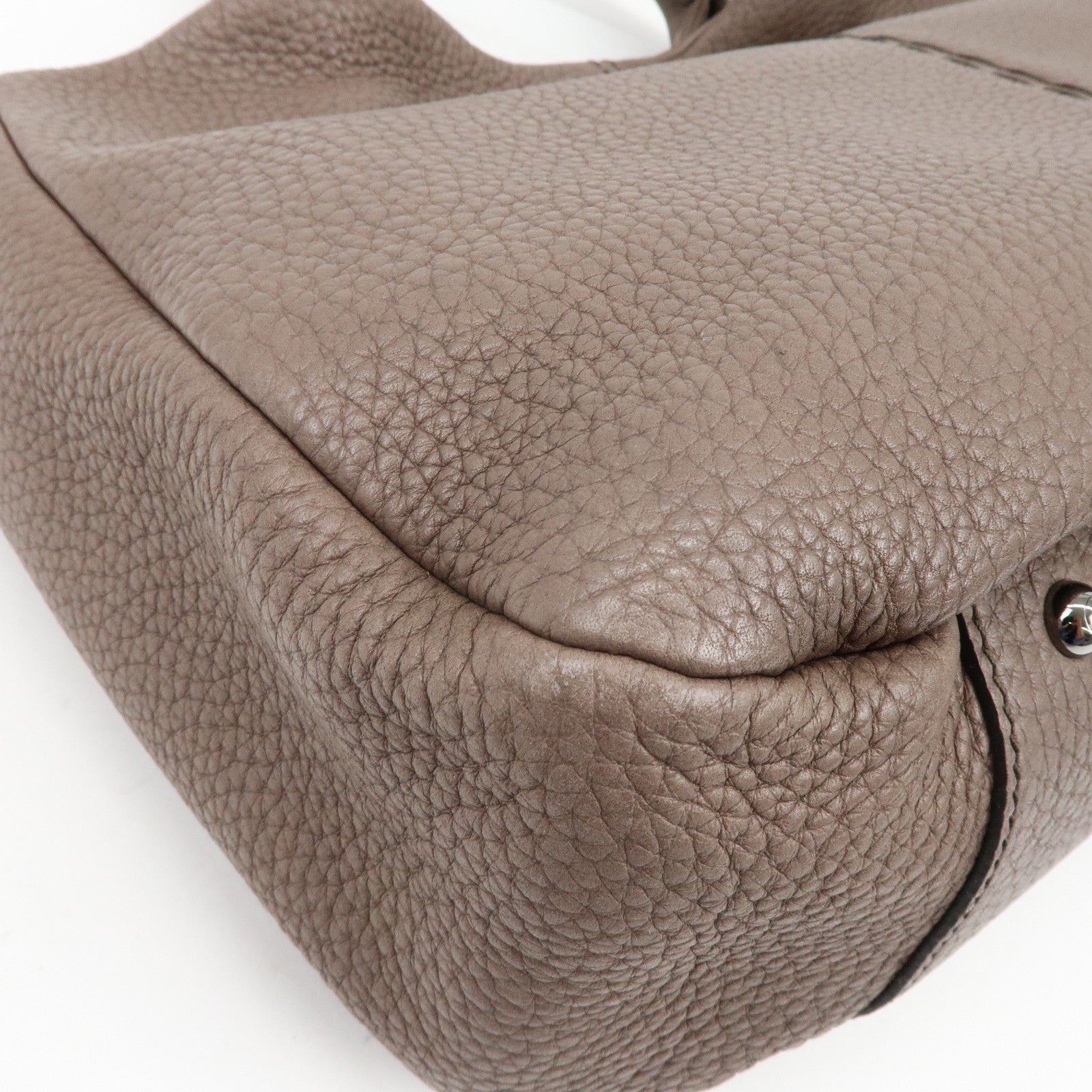 TOD'S Logo Leather Tote Bag Hand Bag Shoulder Bag Greige