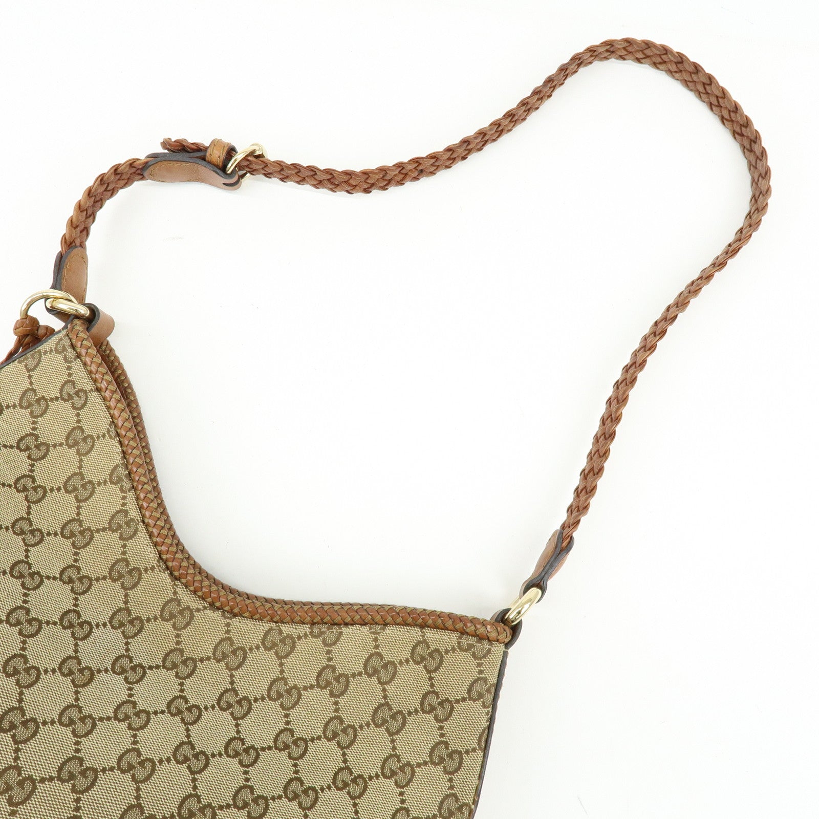GUCCI Marrakech GG Canvas Leather Shoulder Bag Brown 257026