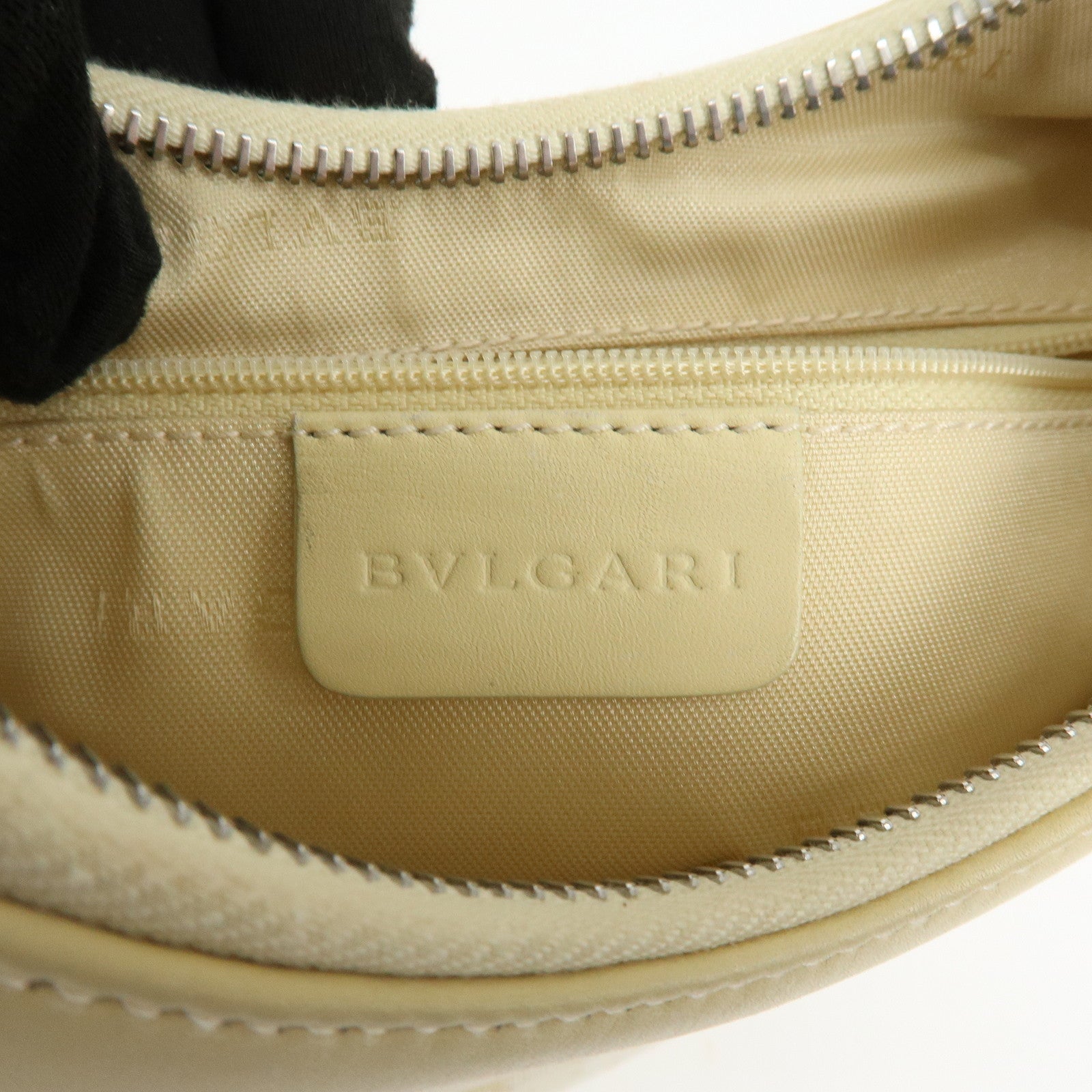 BVLGARI Logo Mania Canvas Leather Shoulder Bag Yellow Beige