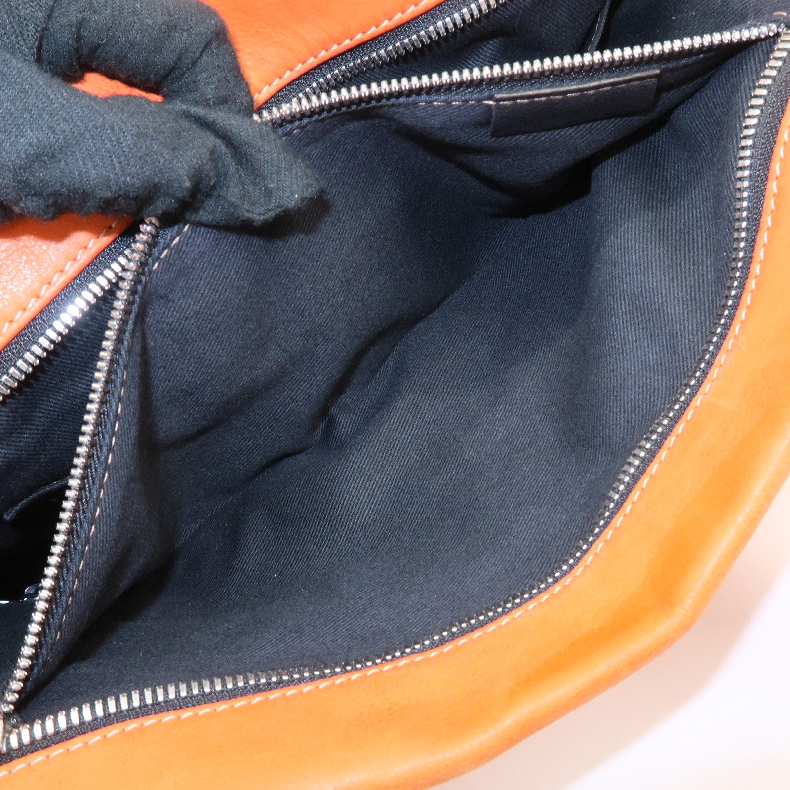 LOEWE Anagram Bolso Leather Tote Bag Shoulder Bag Orange Used