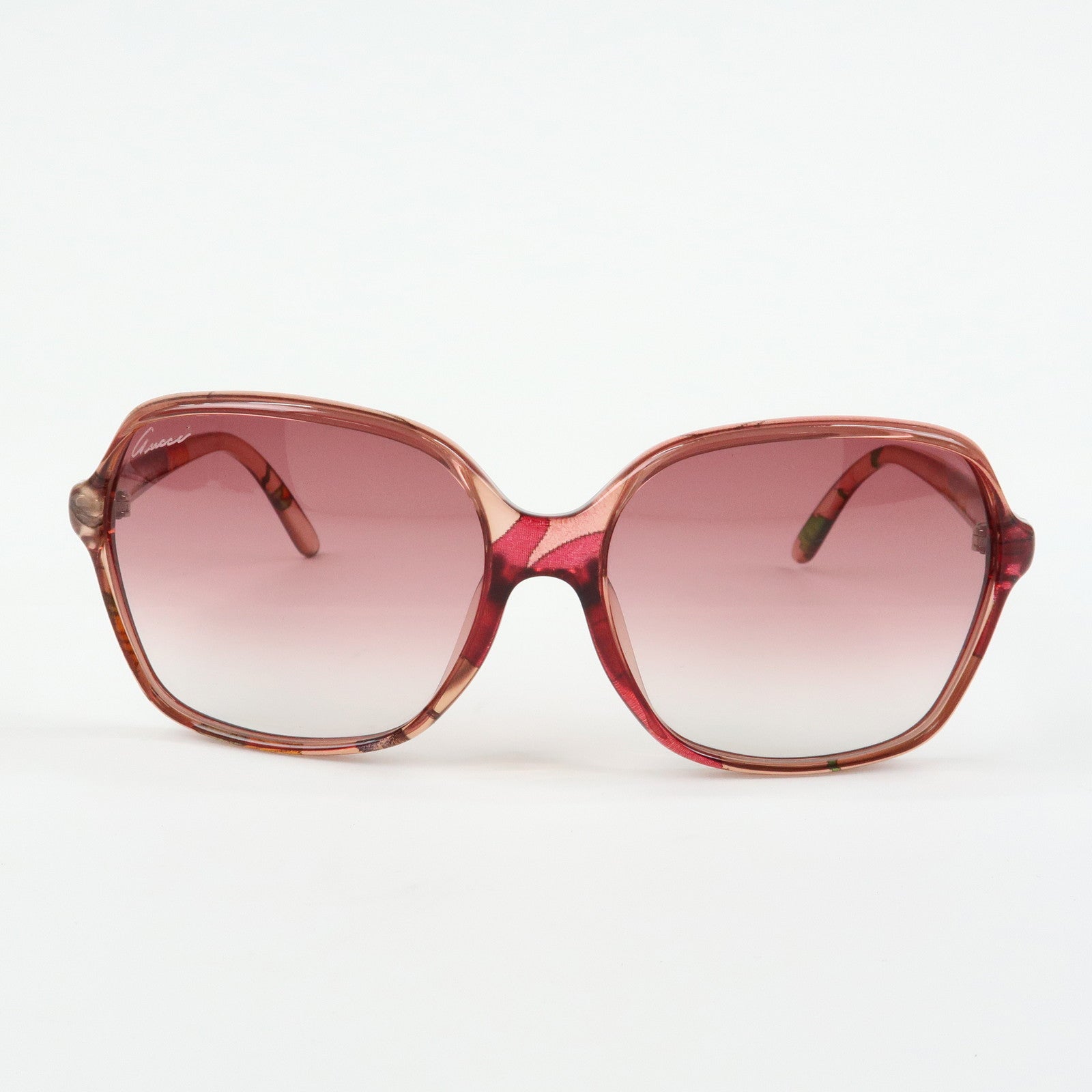 GUCCI Interlocking G Flora Plastic Sunglasses Pink Beige GG3636