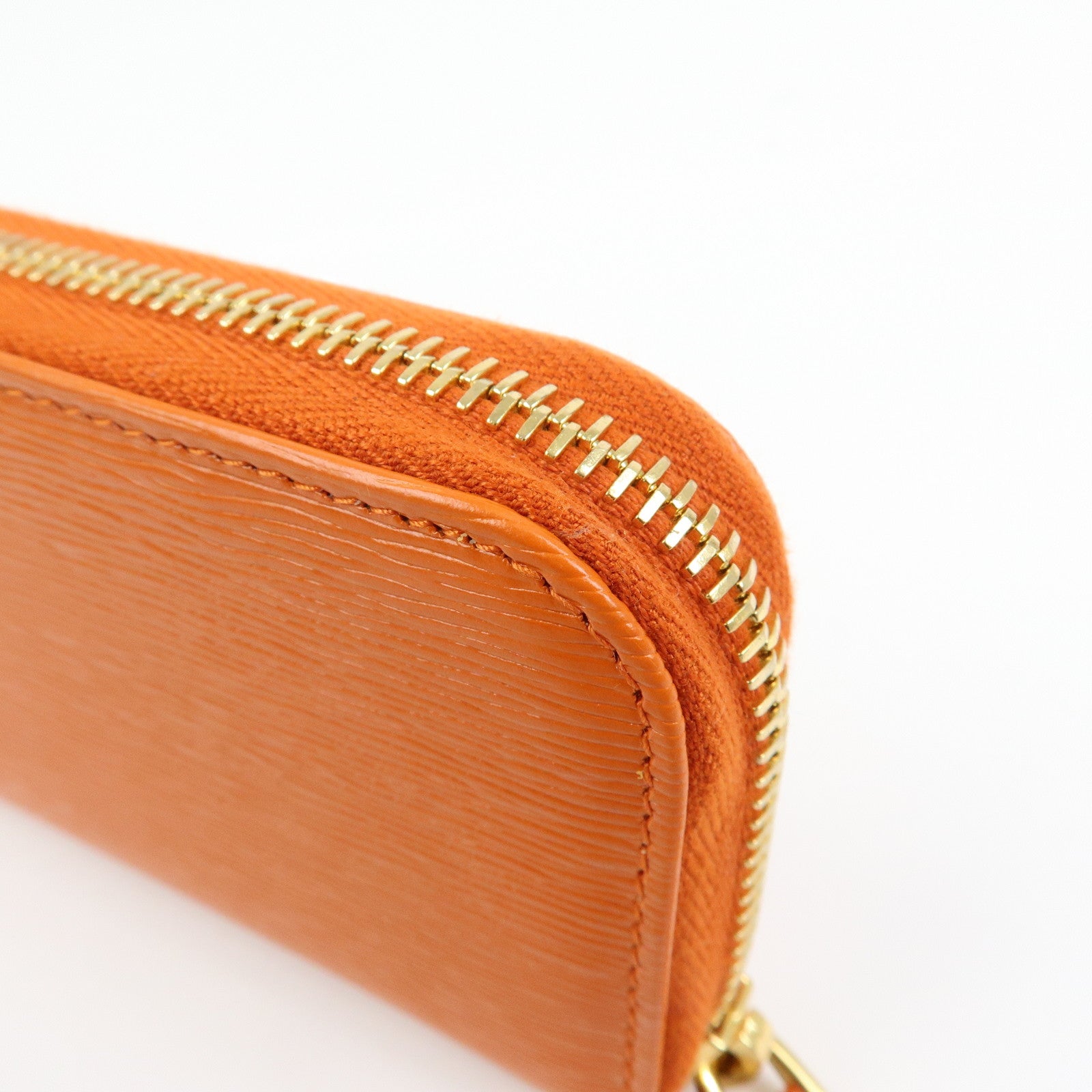 PRADA Saffiano Leather Round Zippy 6 Rings Key Case Orange 1PG604