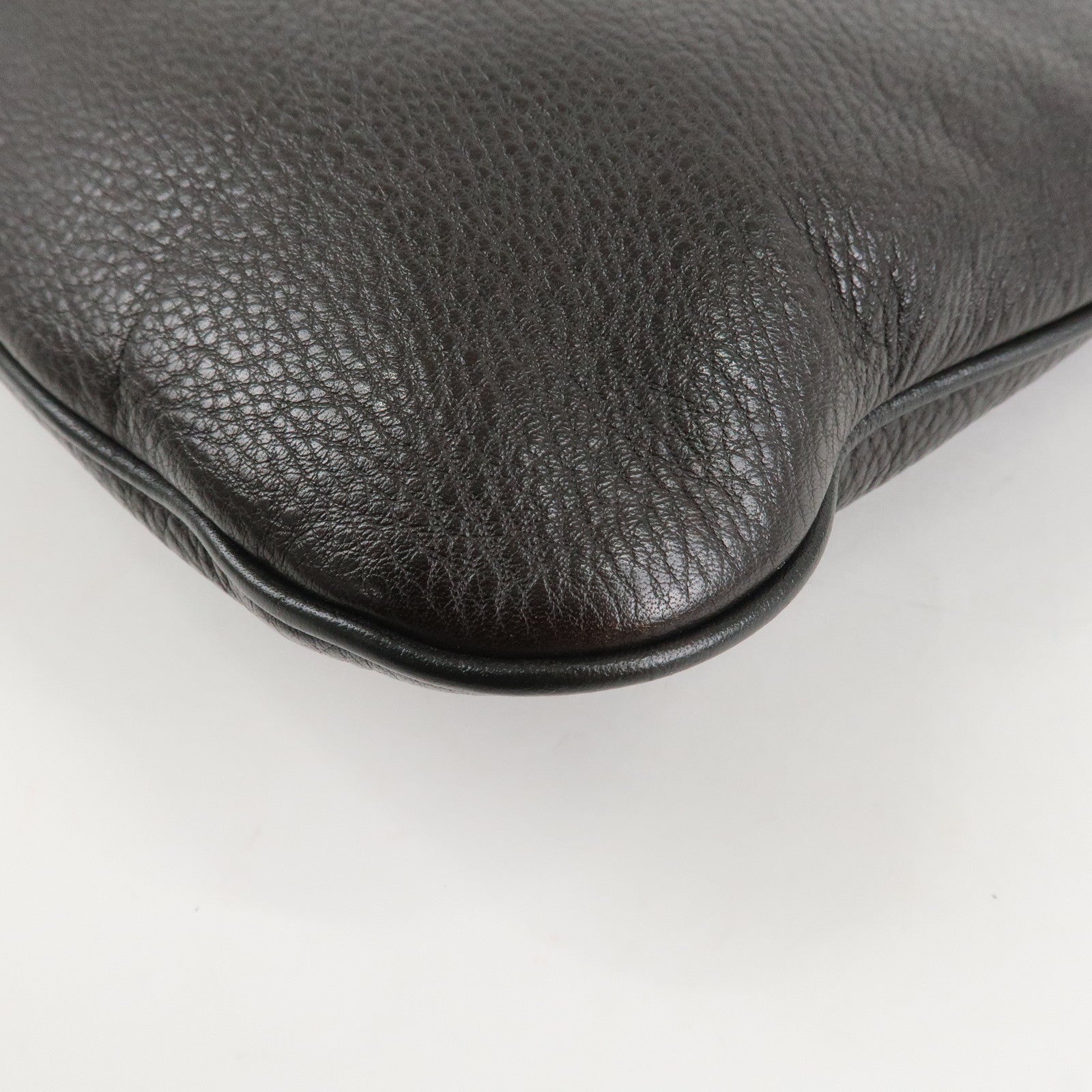 LOEWE Anagram Leather Shoulder Bag Dark Brown Used