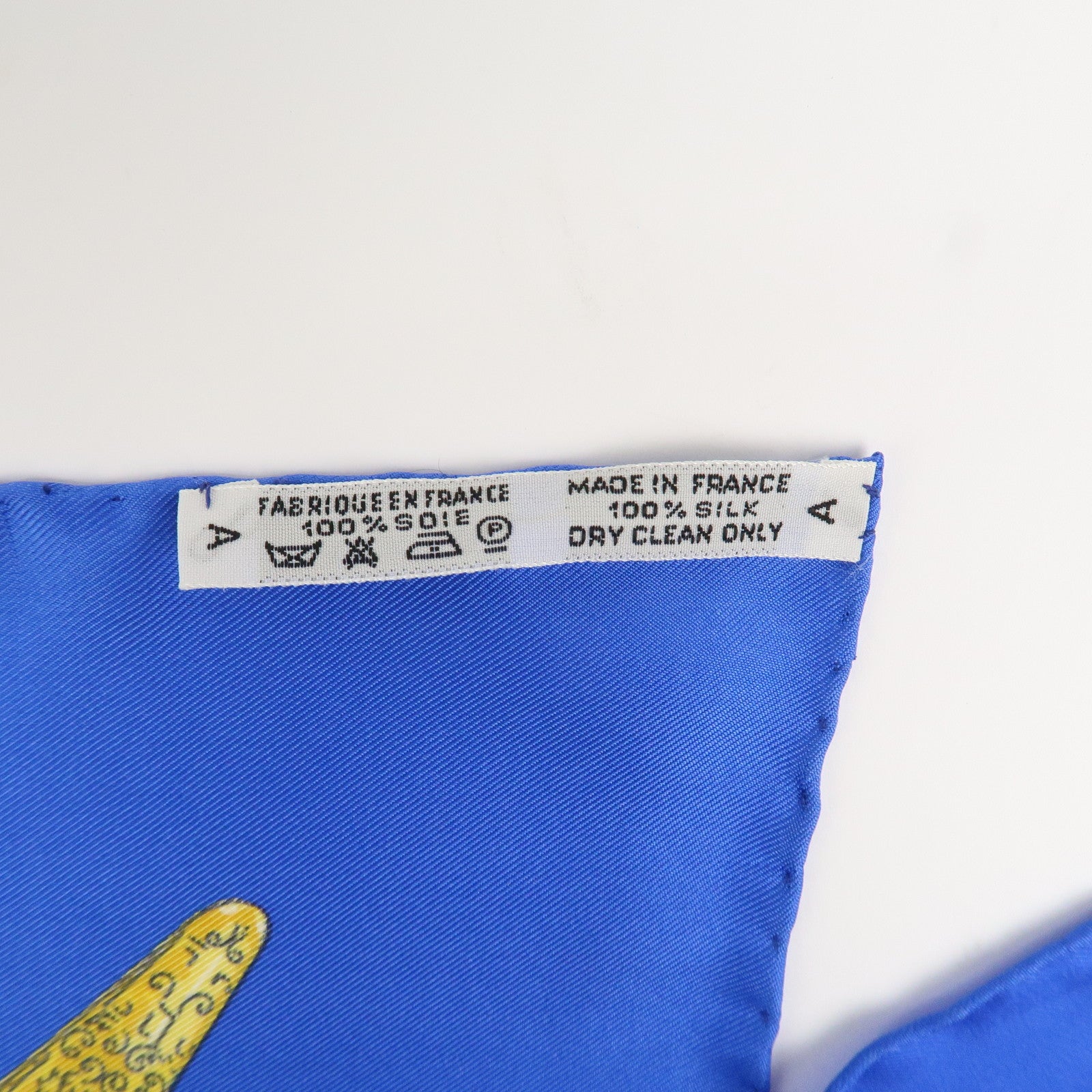 HERMES Carre 90 Silk 100% Scarf Petite main Blue White