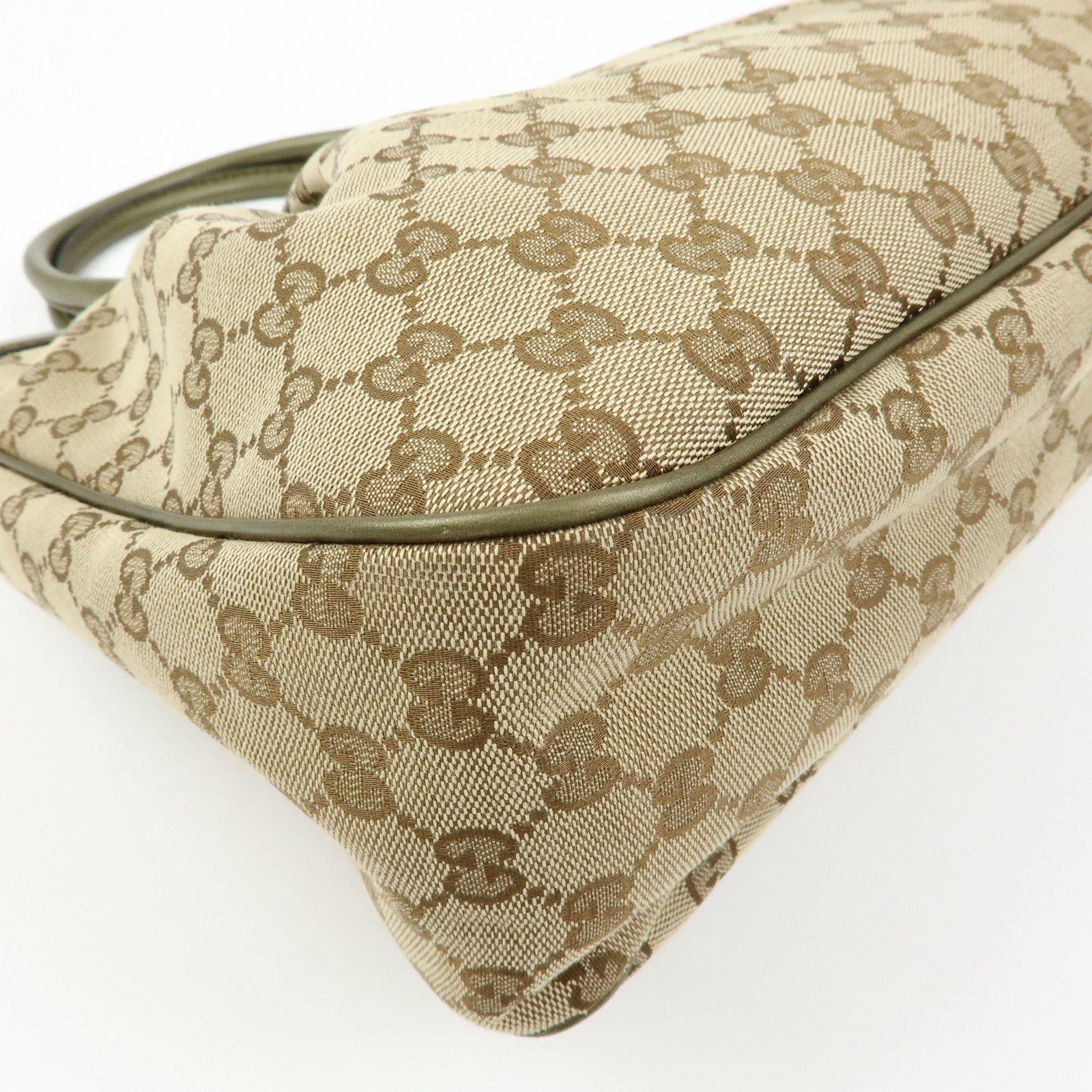 GUCCI Sukey Interlocking G GG Canvas Leather Tote Bag Beige 296835
