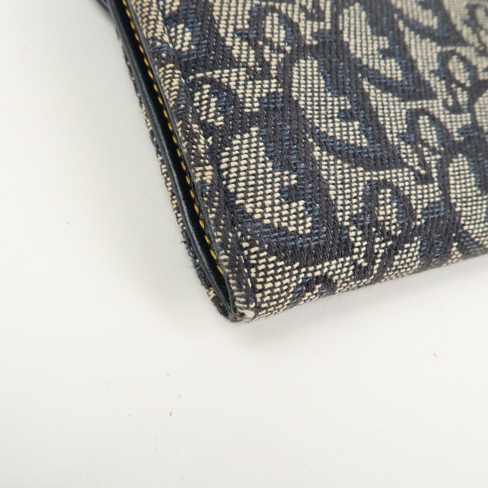 Christian Dior Trotter Canvas Saddle Bi-Fold Long Wallet Navy Used