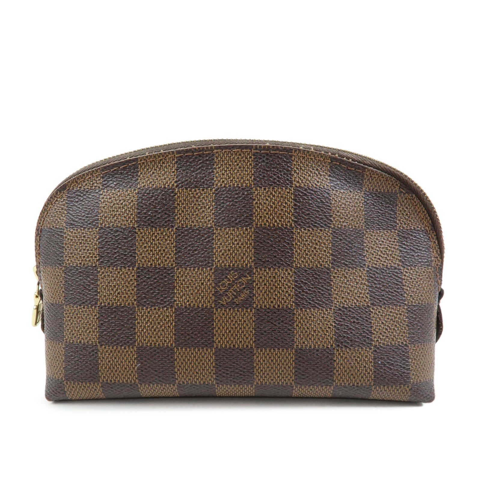 Louis Vuitton Damier Ebene Pochette Cosmetic PM Pouch Brown N47516