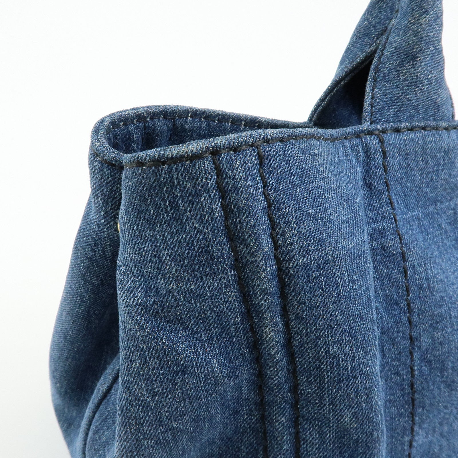 PRADA Triangle Logo Canapa Denim Large 2Way Bag Tote Bag B2642B