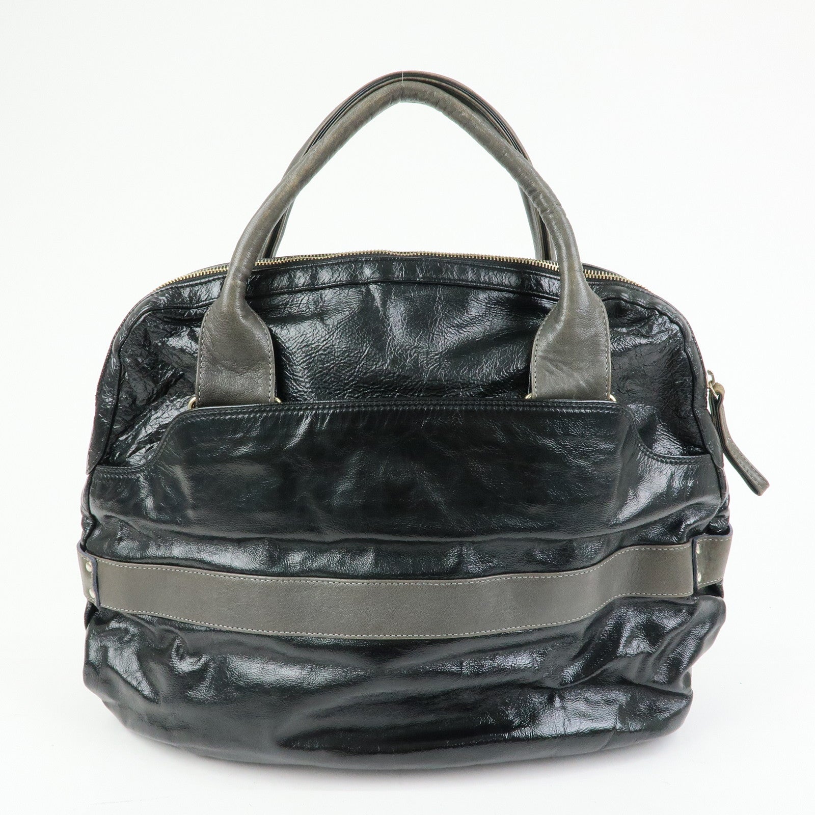 Chloe See by Chloe Leather Boston Bag Hand Bag Metalic Black