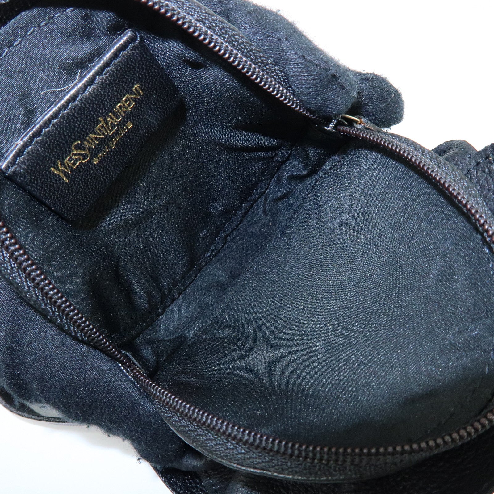 SAINT RAURENT PARIS Nadja Leather Shoulder Pouch Flower Motif Black