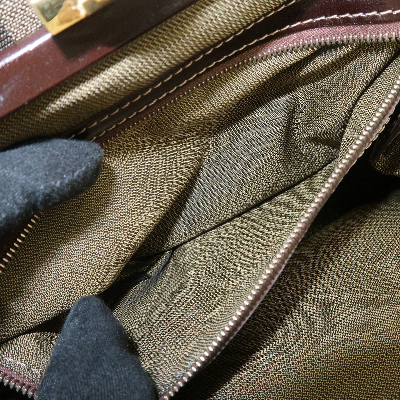 FENDI Zucca Canvas Leather Shoulder Bag Hand Bag Brown Black