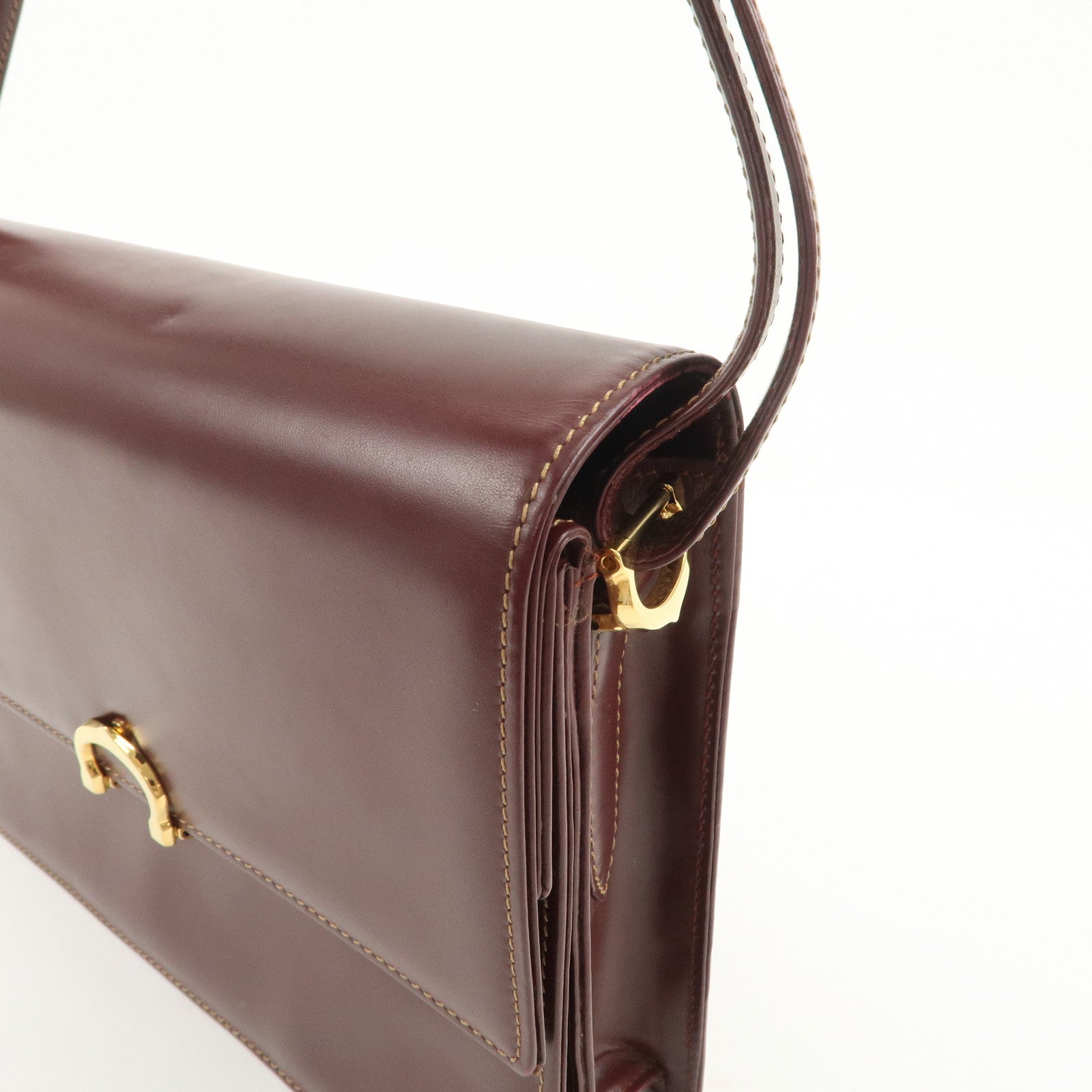 Cartier Must de Cartier Leather Shoulder Bag Hand Bag Bordeaux