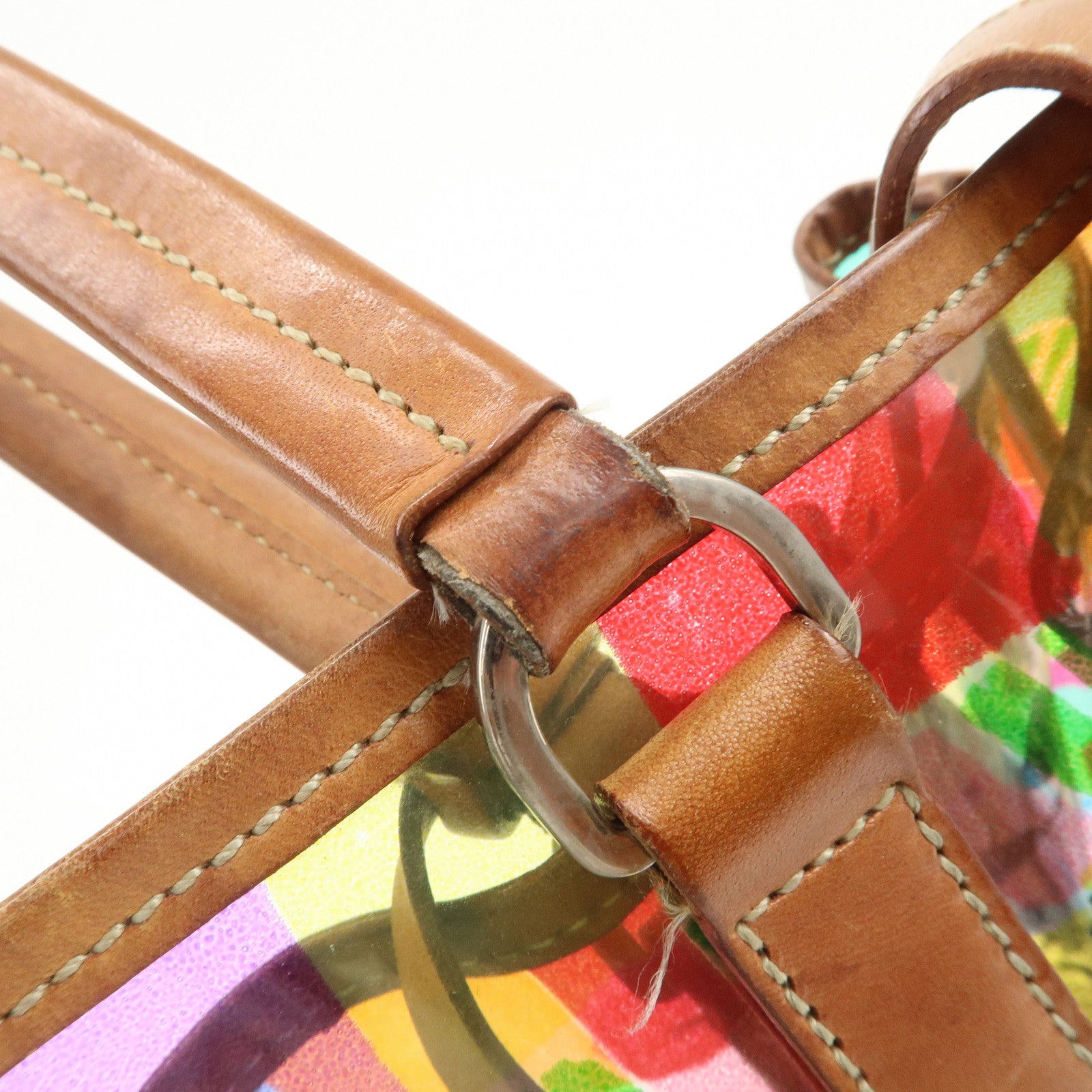 PRADA Venetian Print PVC Leather Tote Bag Clear Multicolor BR2515