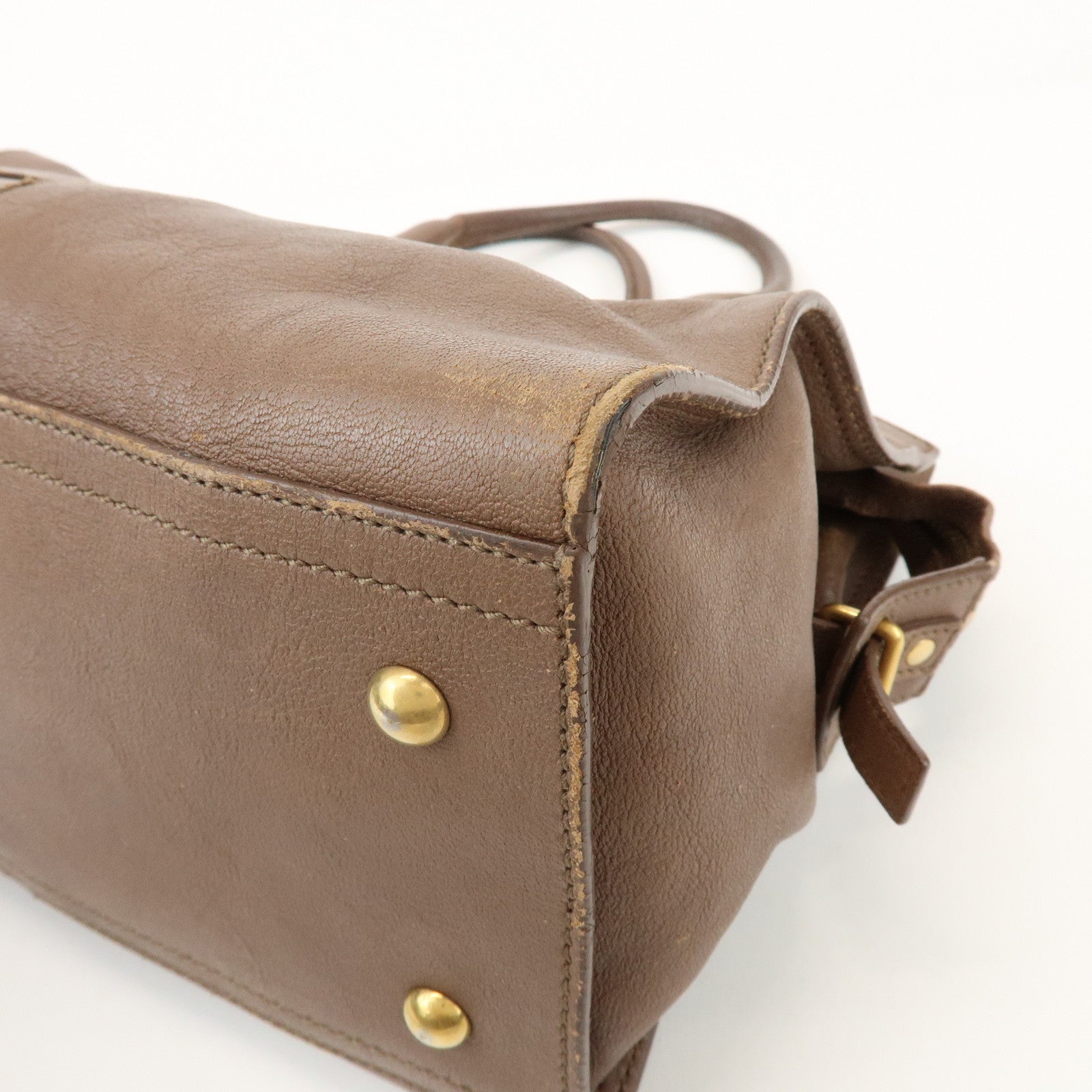 SAINT LAURENT PARIS Cabas Chyc Leather 2Way Bag Hand Bag Brown