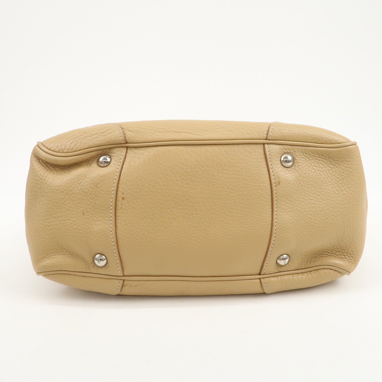 PRADA Logo Leather 2Way Bag Hand Bag Shoulder Bag Beige BN1364