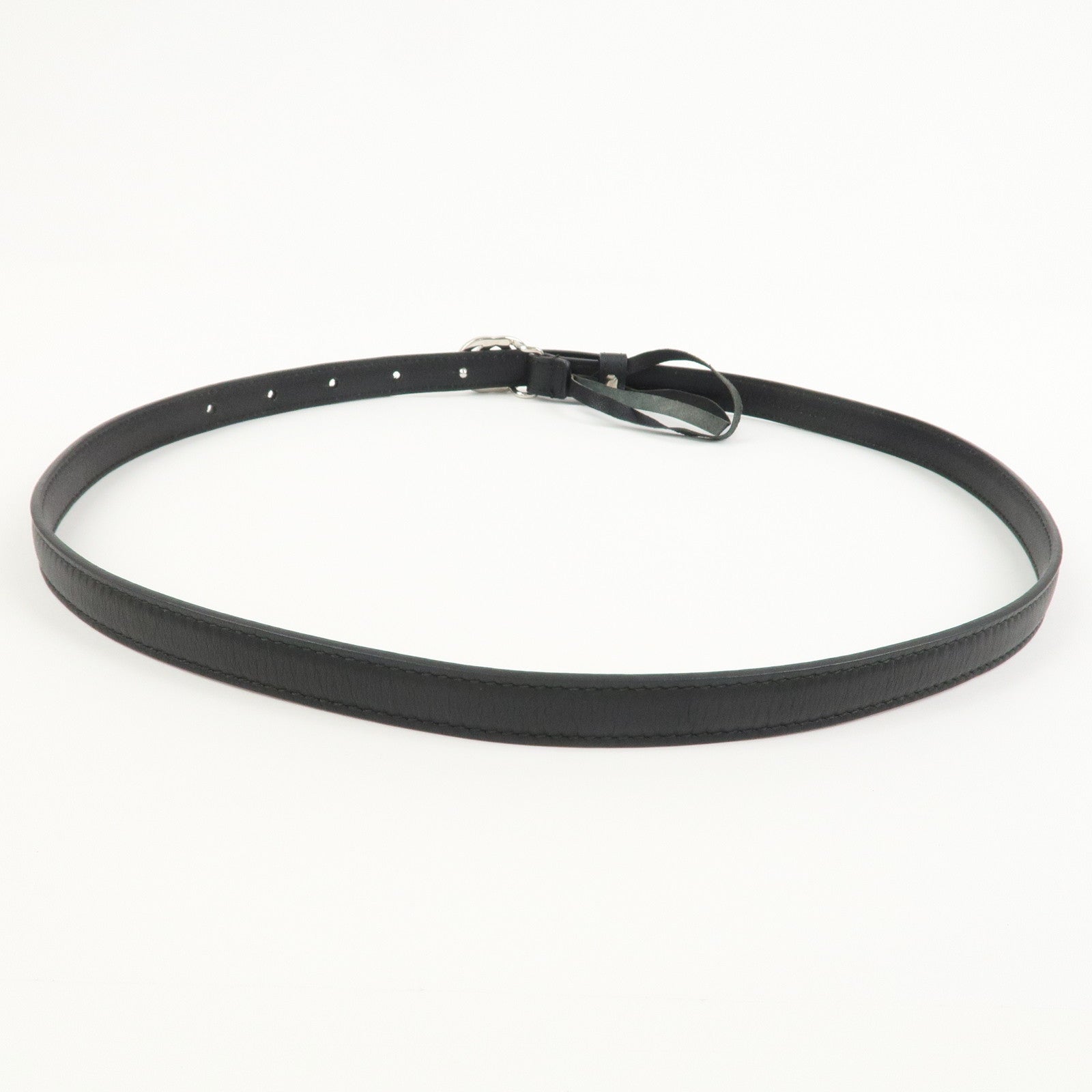 GUCCI Interlocking G Leather Belt Black Silver  69-79cm 214351