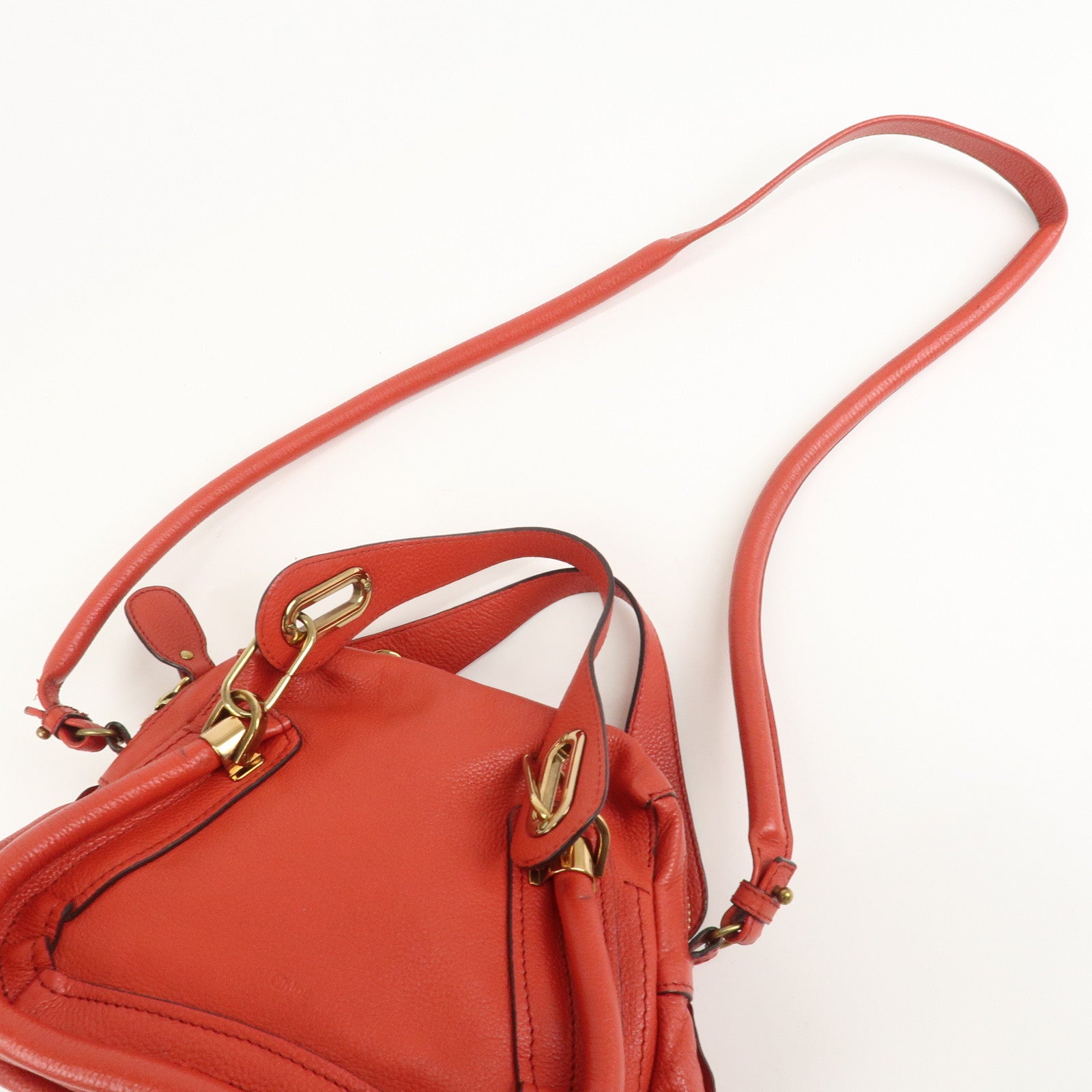 Chloe Paraty Leather 2Way Bag Shoulder Bag Hand Bag Red 031157