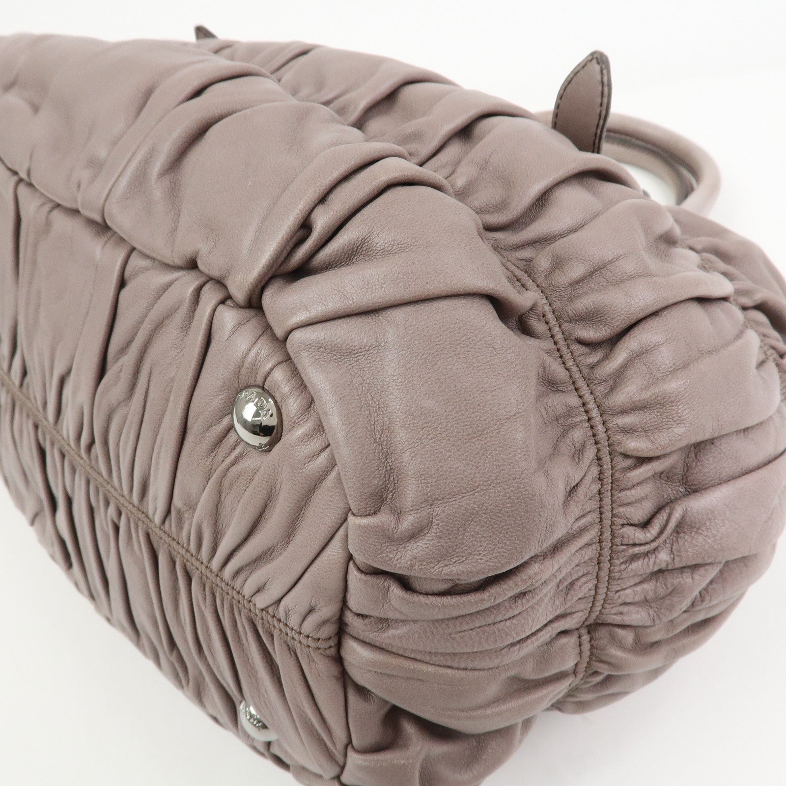 PRADA Logo Nappa Leather 2Way Bag Shoulder Bag Hand Bag Gray