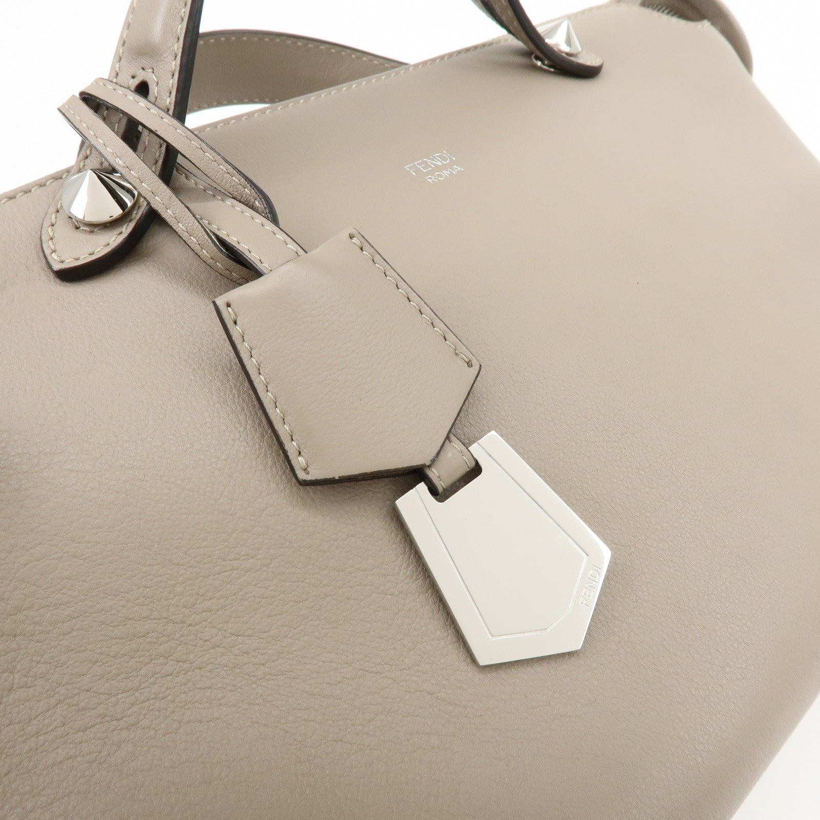 FENDI BY THE WAY Medium Leather 2Way Hand Bag Greige 8BL124