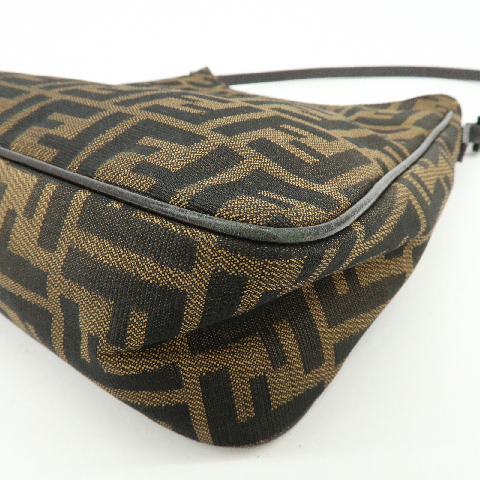 FENDI Zucca Canvas Leather Hand Bag Shoulder Bag Brown Black