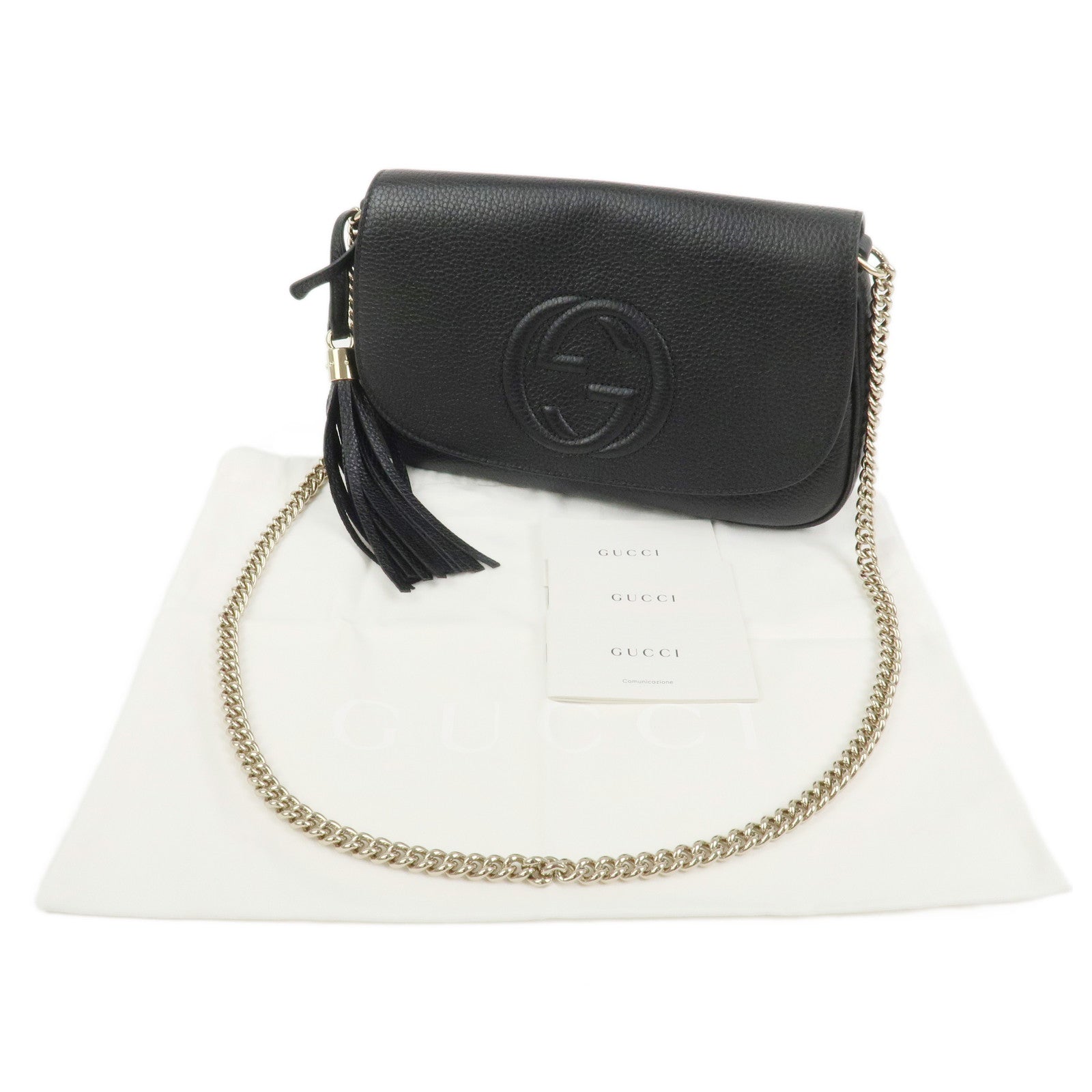 GUCCI SOHO Leather Chain Shoulder Bag Crossbody Bag Black 536224
