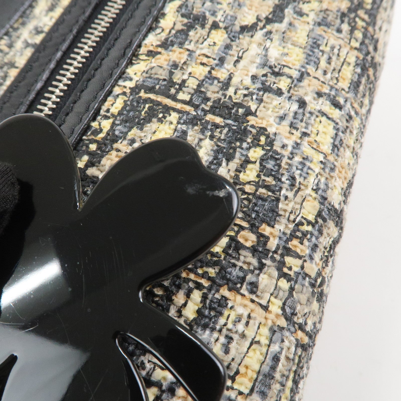 CHANEL COCO Mark Tweed Leather Shoulder Bag Black Multicolor