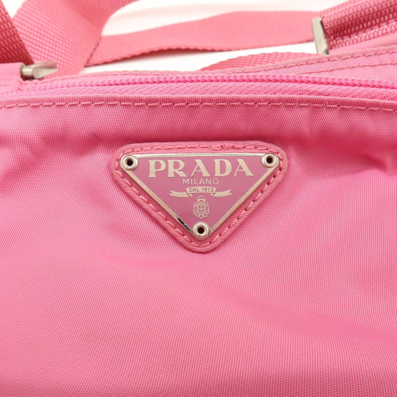 PRADA Triangle Logo Nylon Shoulder Bag Crossbody Bag Pink