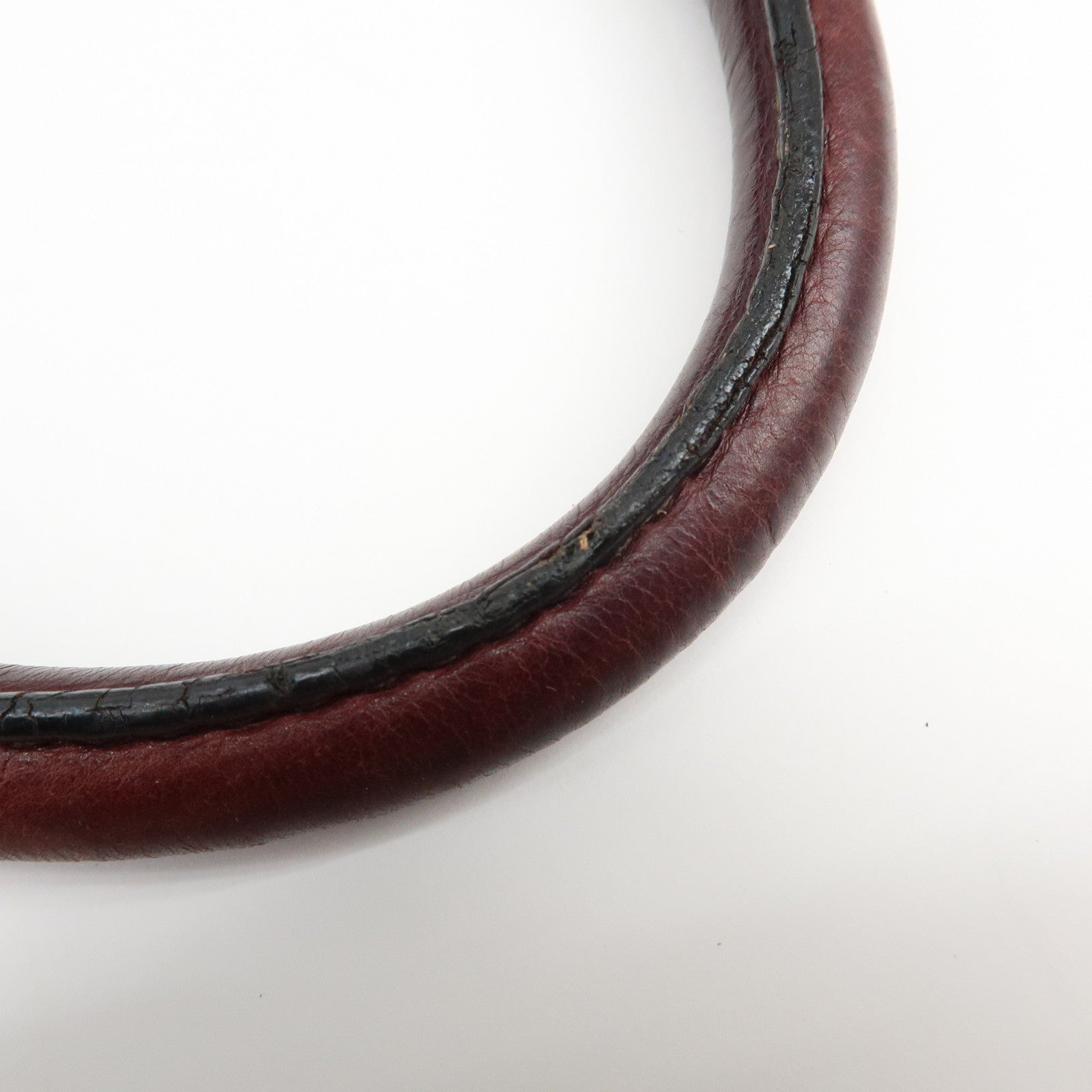 PRADA Triangle Logo Gradation Leather Tote Bag Hand Bag Bordeaux