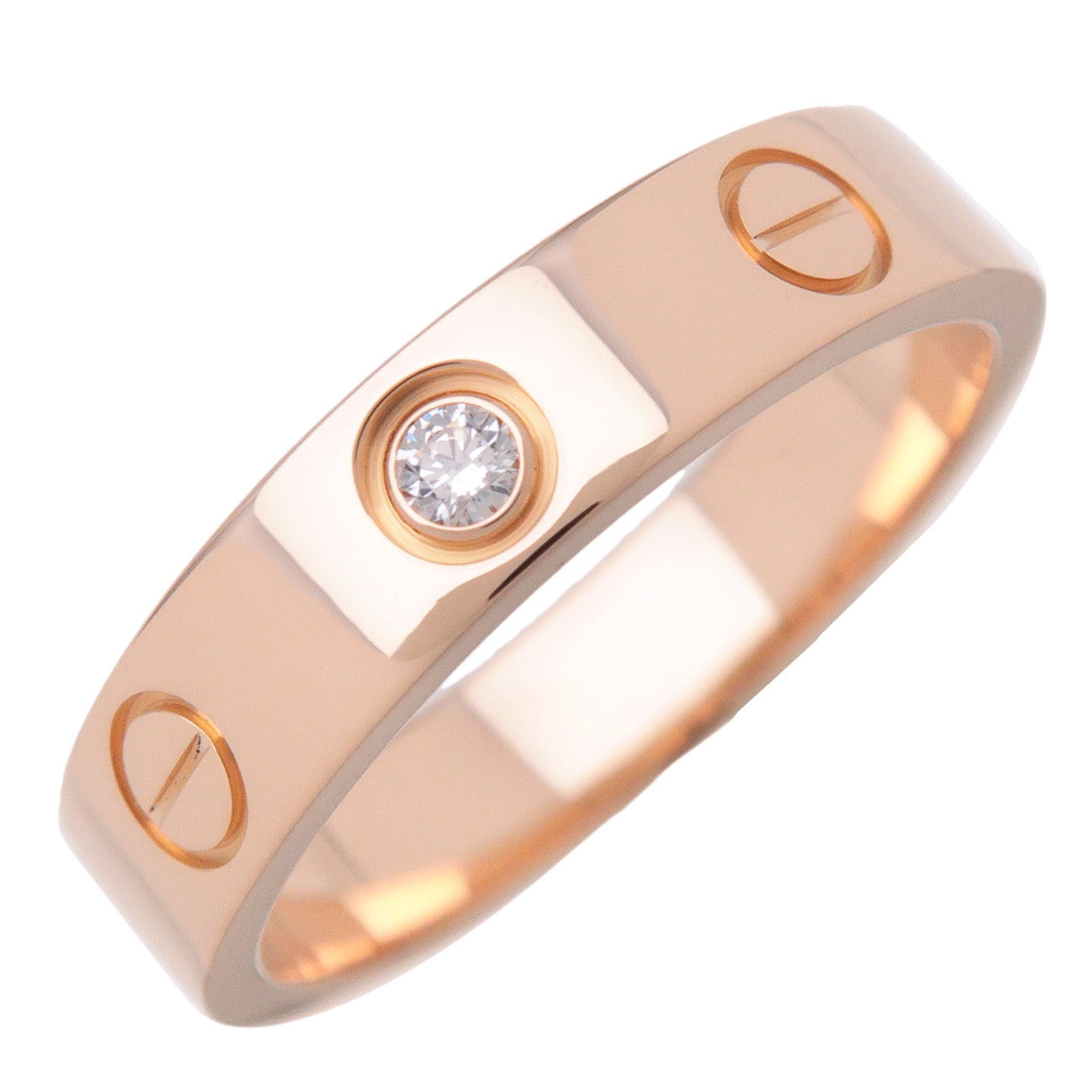 Cartier Mini Love Ring 1P Diamond #48 K18 750PG Rose Gold US4.5