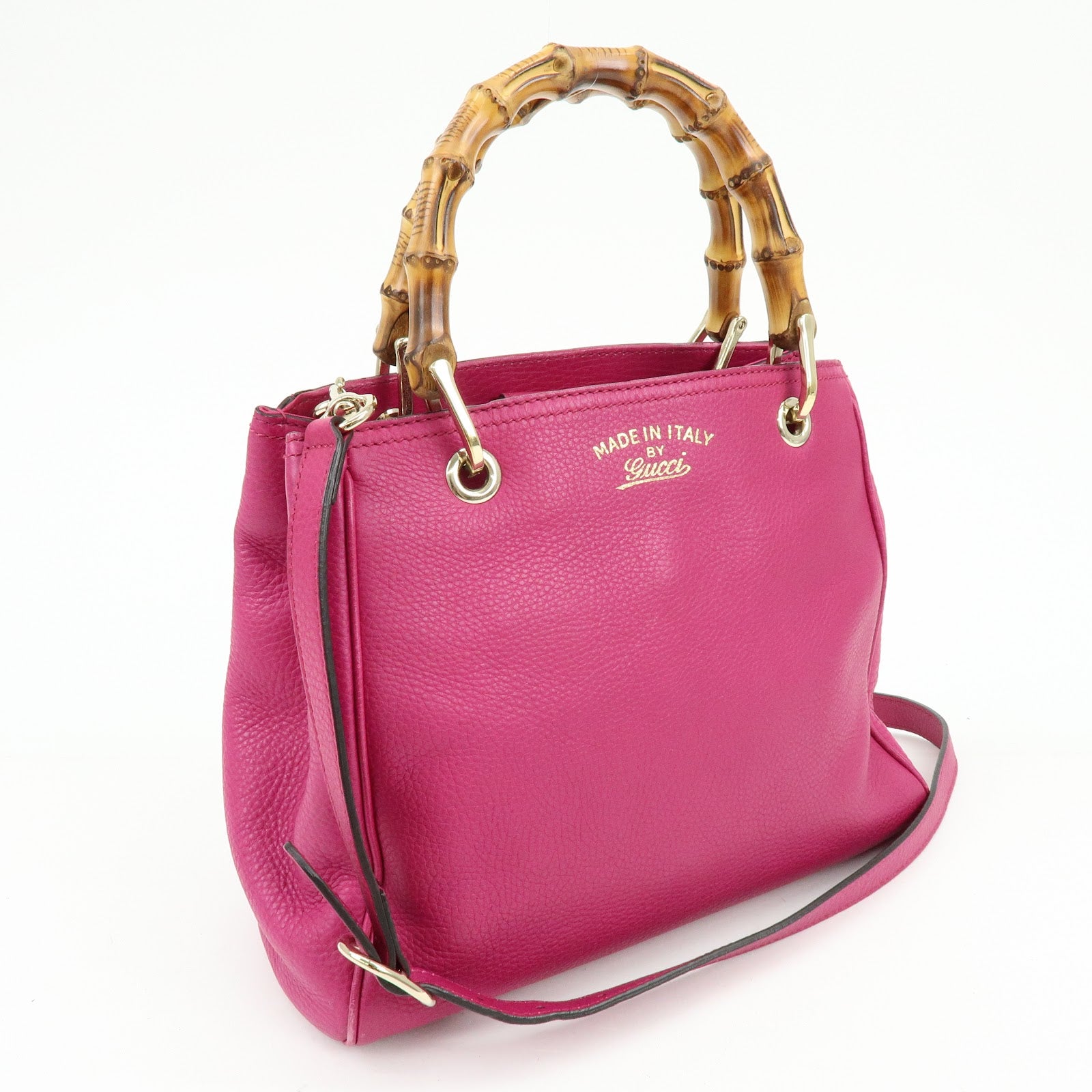 GUCCI Bamboo Leather 2Way Bag Hand Bag Shoulder Bag Pink 336032