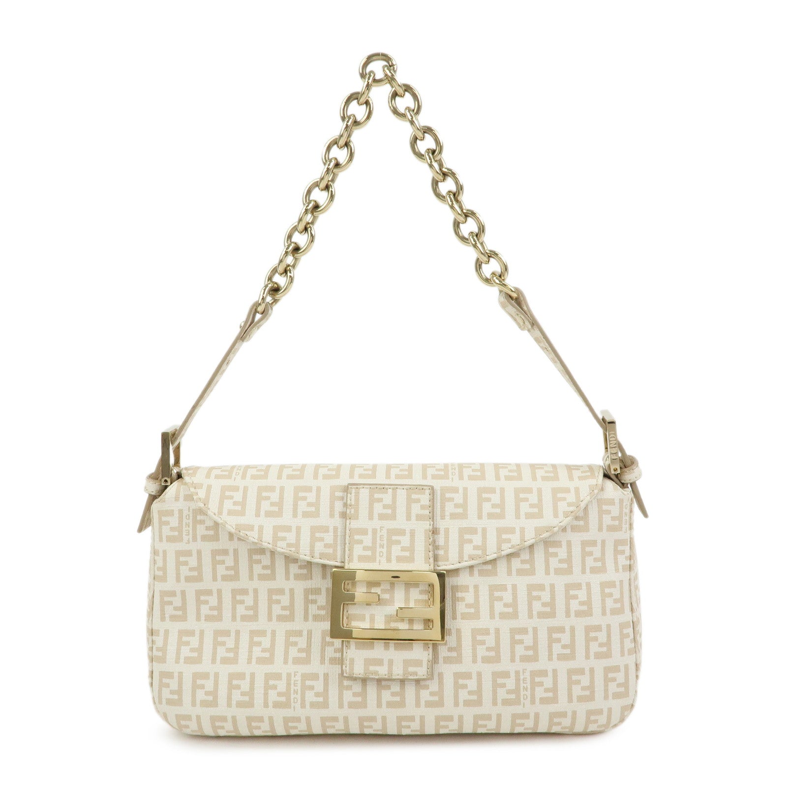 FENDI Zucchino PVC Shoulder Bag Hand Bag Beige 8BR003