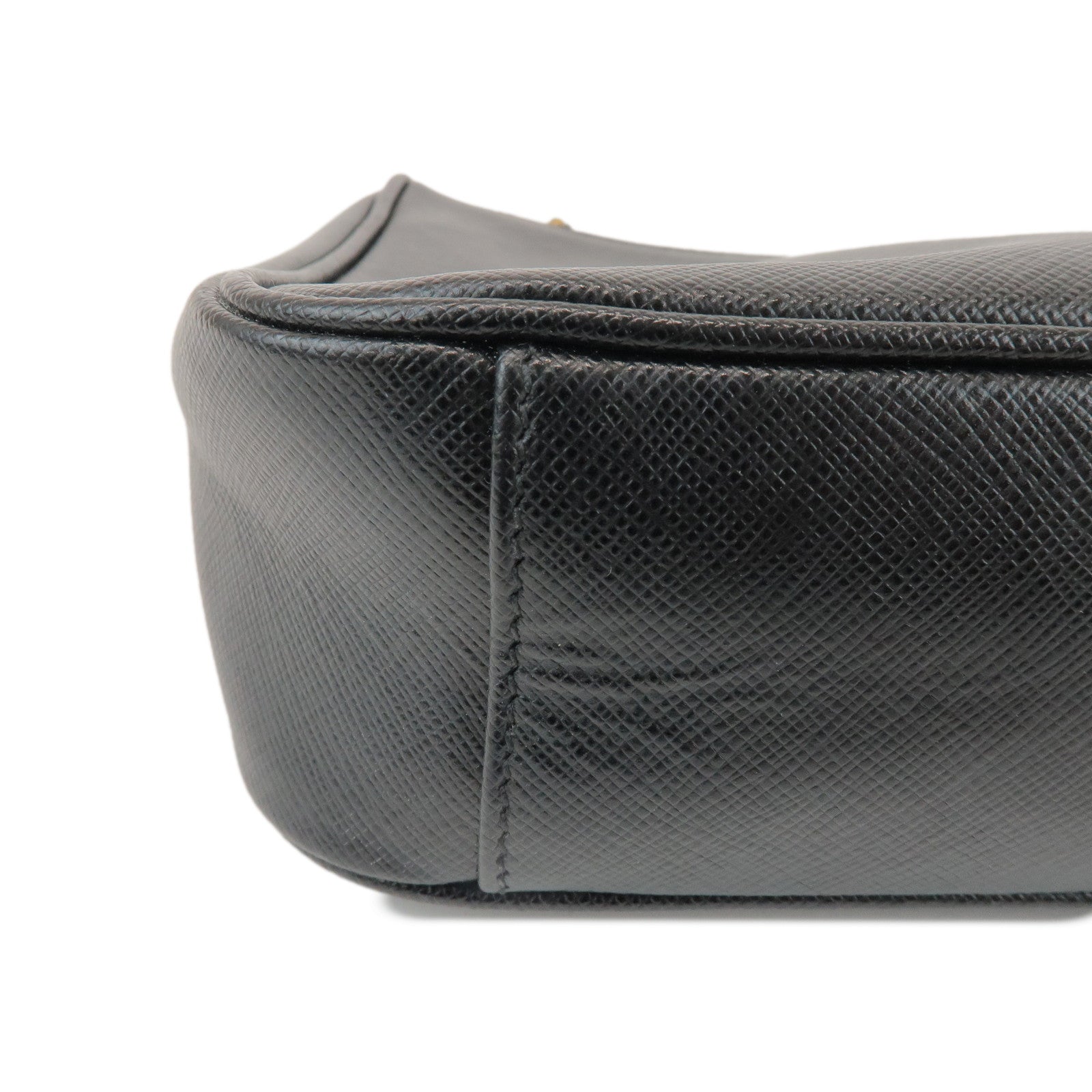 PRADA Triangle Logo Saffiano Leather 2Way Shoulder Bag Black 1BH204