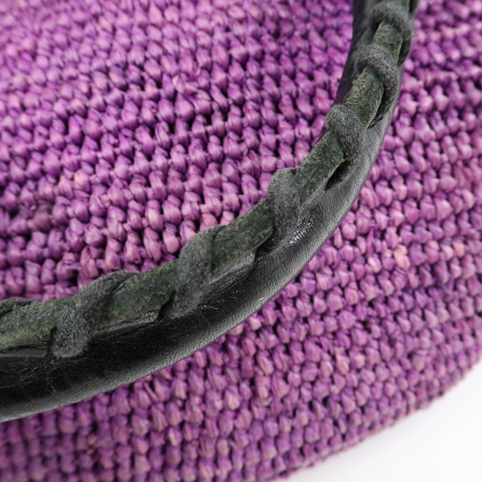 BALENCIAGA Leather Raffia Small Hand Bag Purple Black 236741