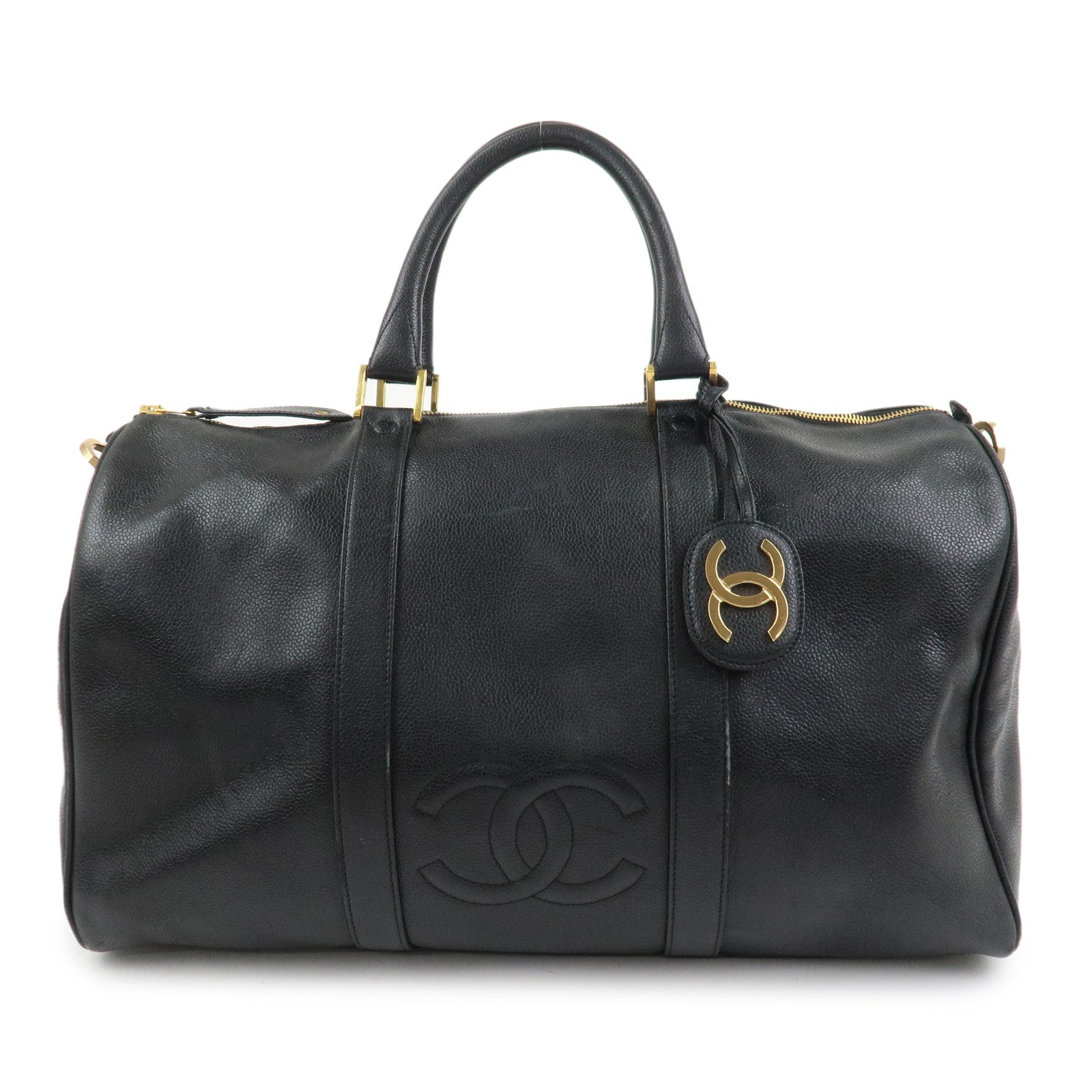 CHANEL COCO Mark Caviarskin Boston Bag Hand Bag Black