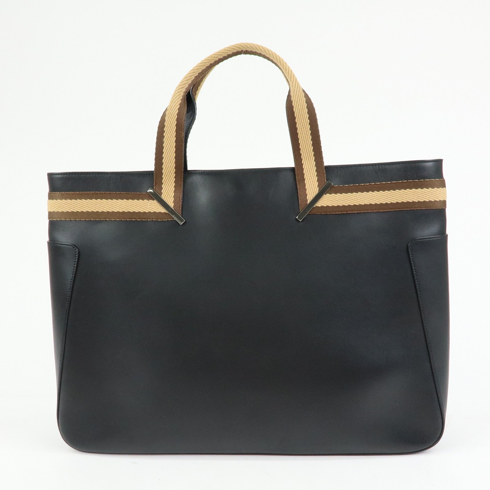 GUCCI Sherry Leather Tote Bag Hand Bag Black Brown 002.1134