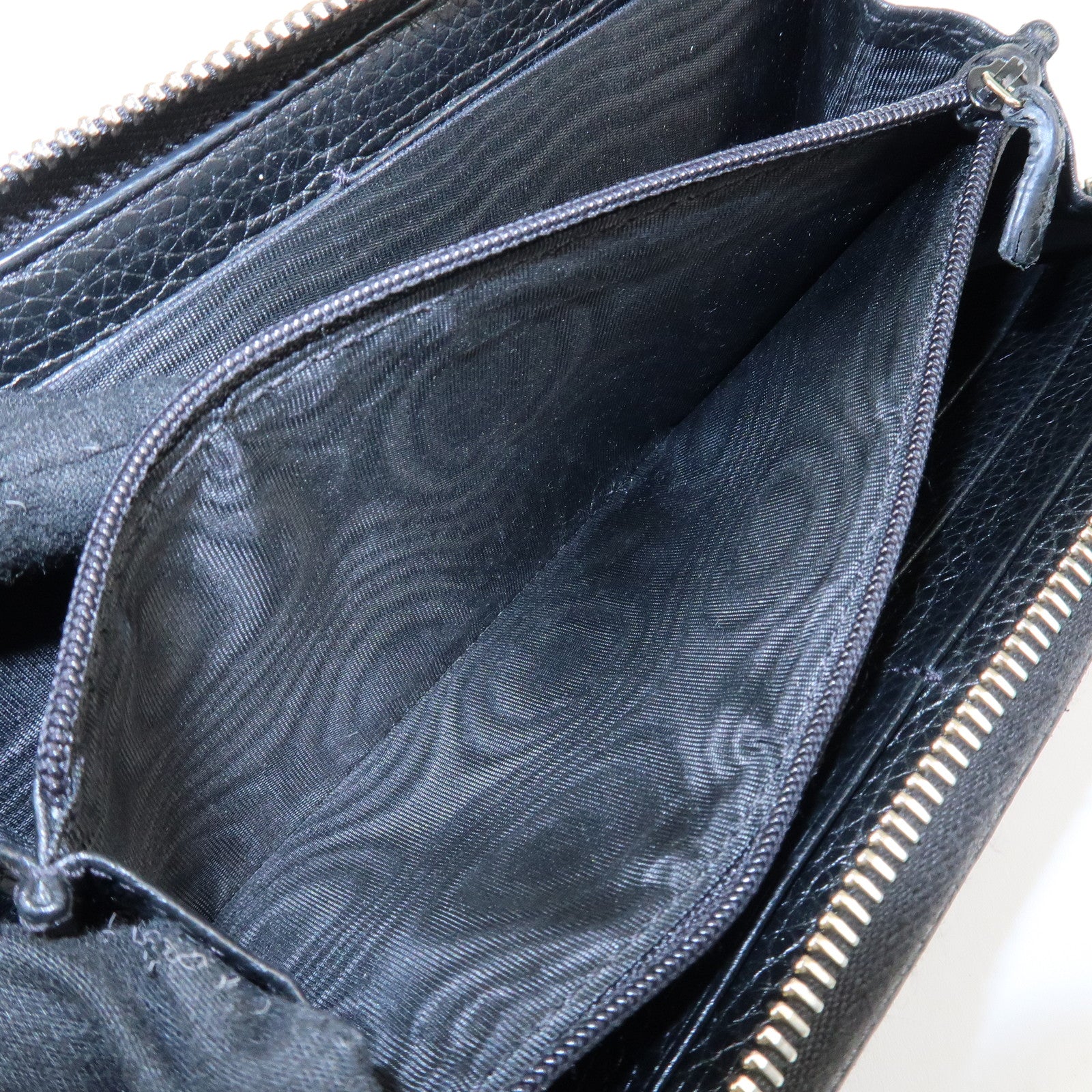 GUCCI SOHO Leather Zip Around Long Wallet Black Used