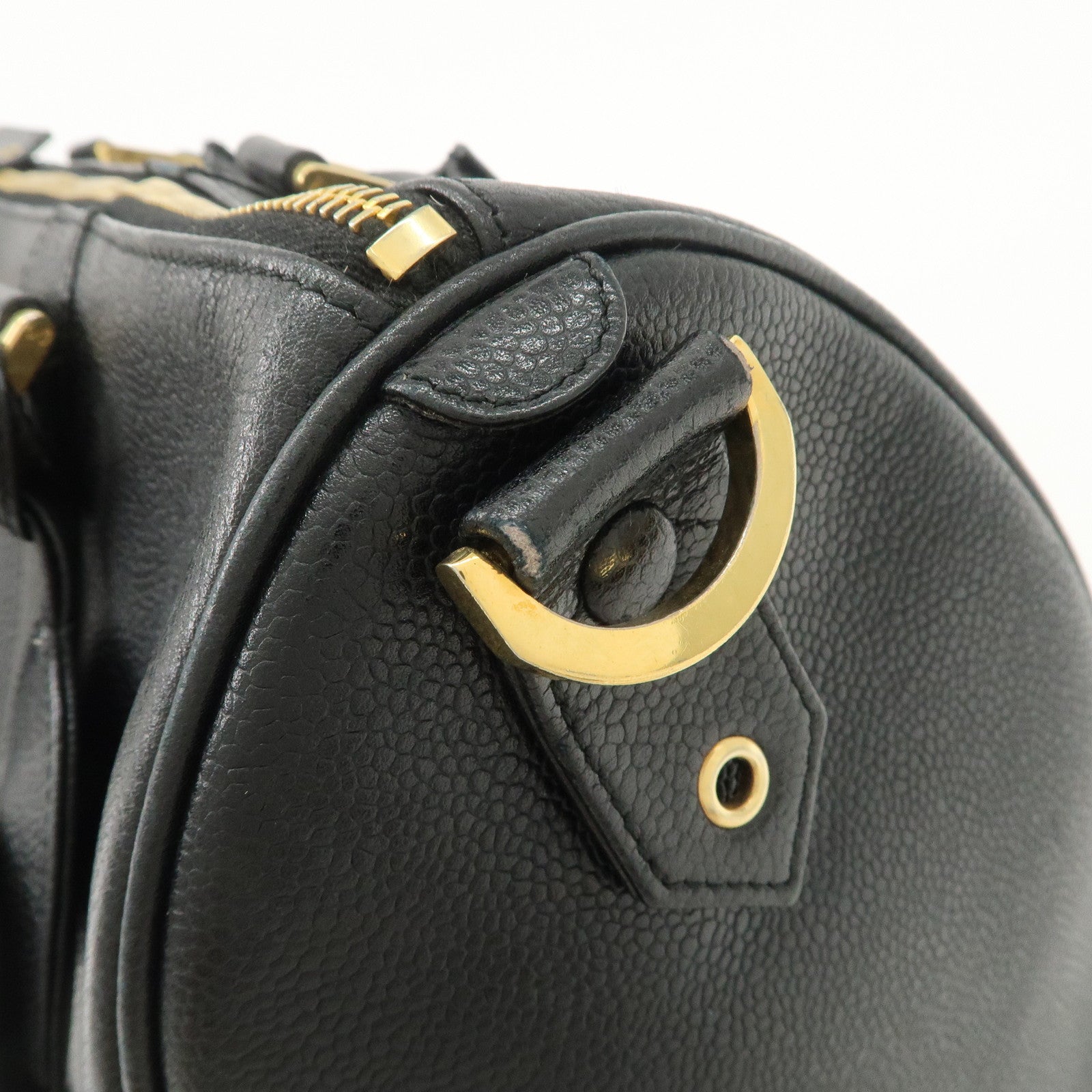 CHANEL COCO Mark Caviarskin Mini Boston Bag Hand Bag Black Used