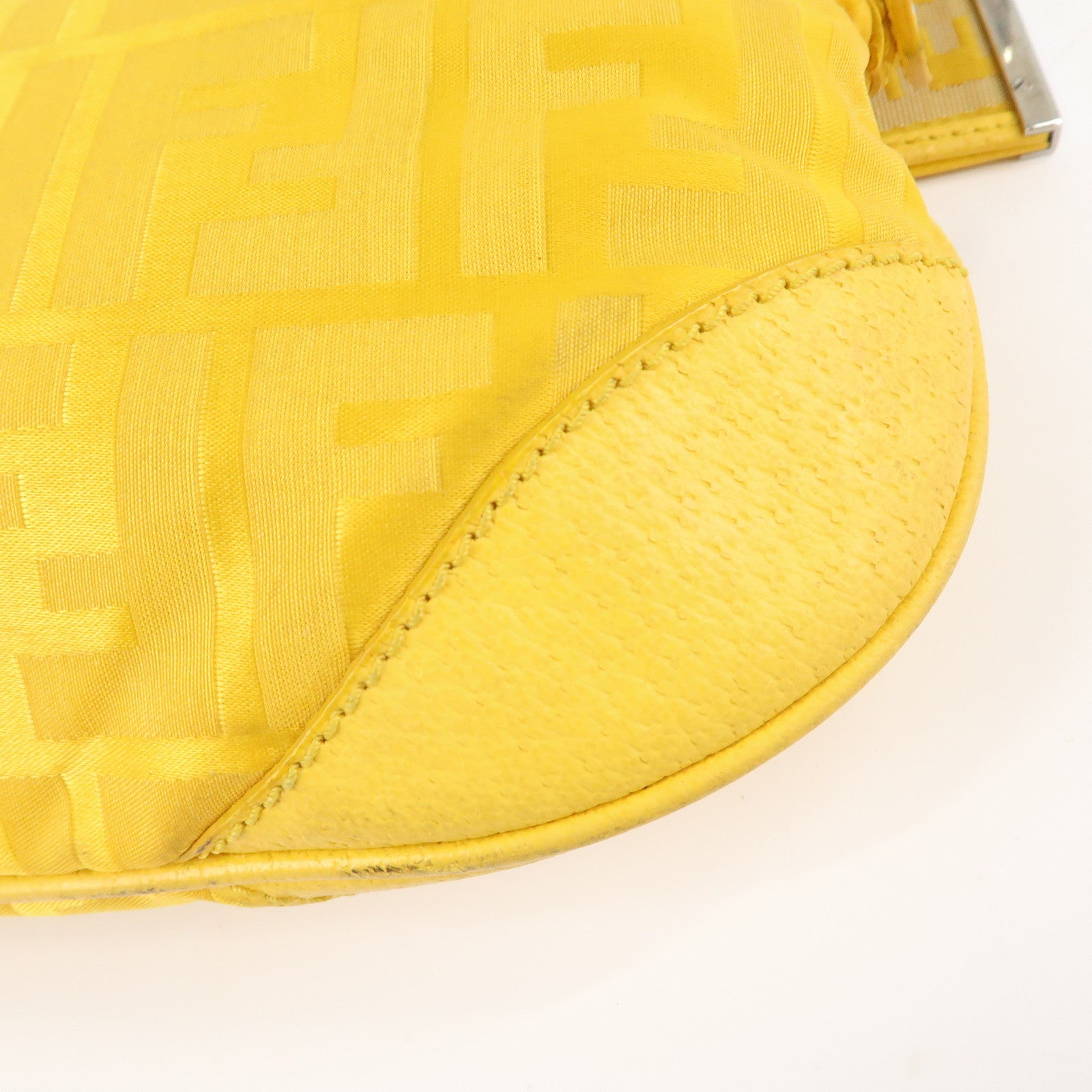 FENDI Nylon Leather Shoulder Bag Hand Bag Yellow 8BR500 Used