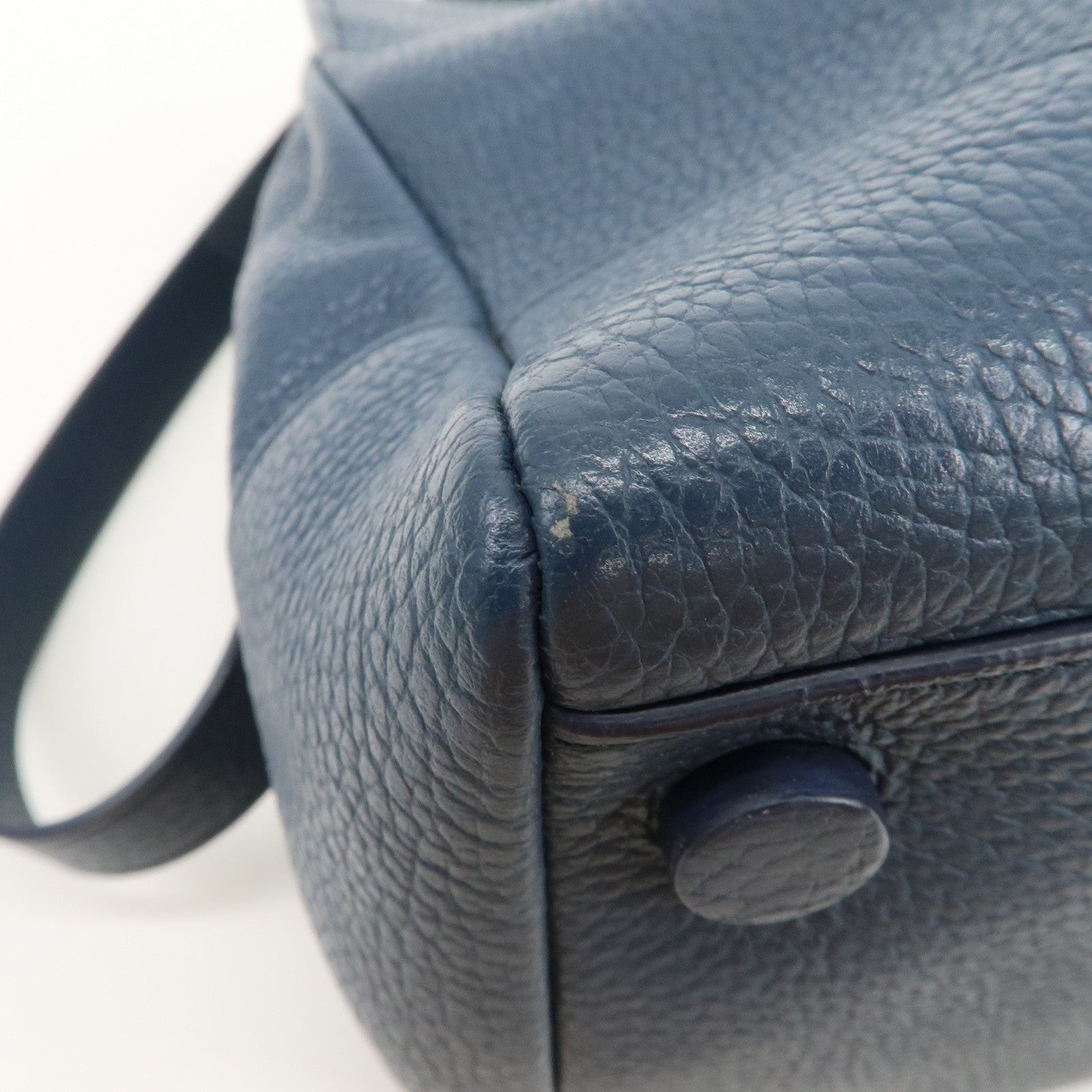 JIL SANDER Logo Leather 2WAY Bag Hand Bag Shoulder Bag Navy