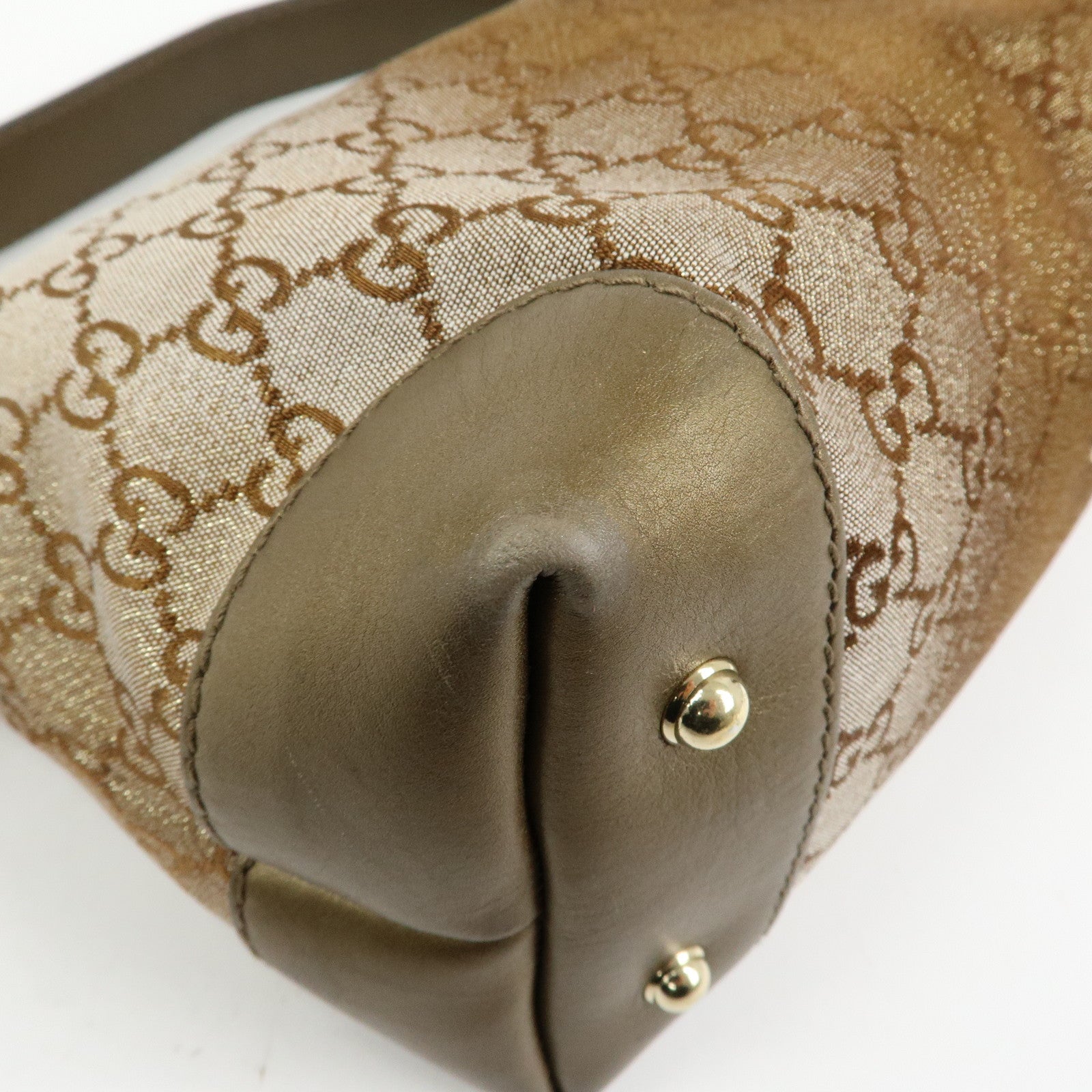 GUCCI Bamboo Heartbit GG Canvas Leather Shoulder Bag Brown 269959