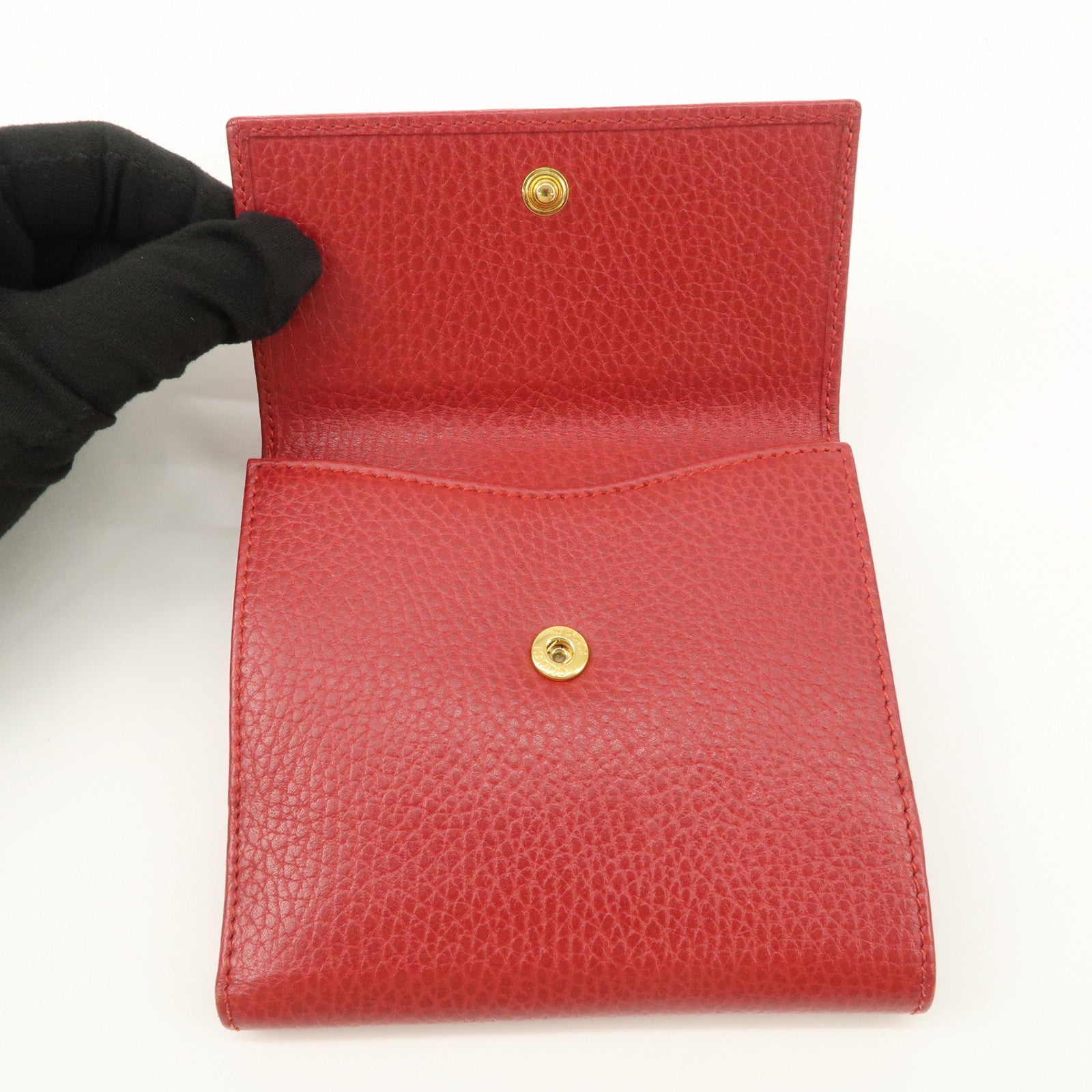 GUCCI GG Marmont Leather Bi-Fold Wallet Castilian Red 456122