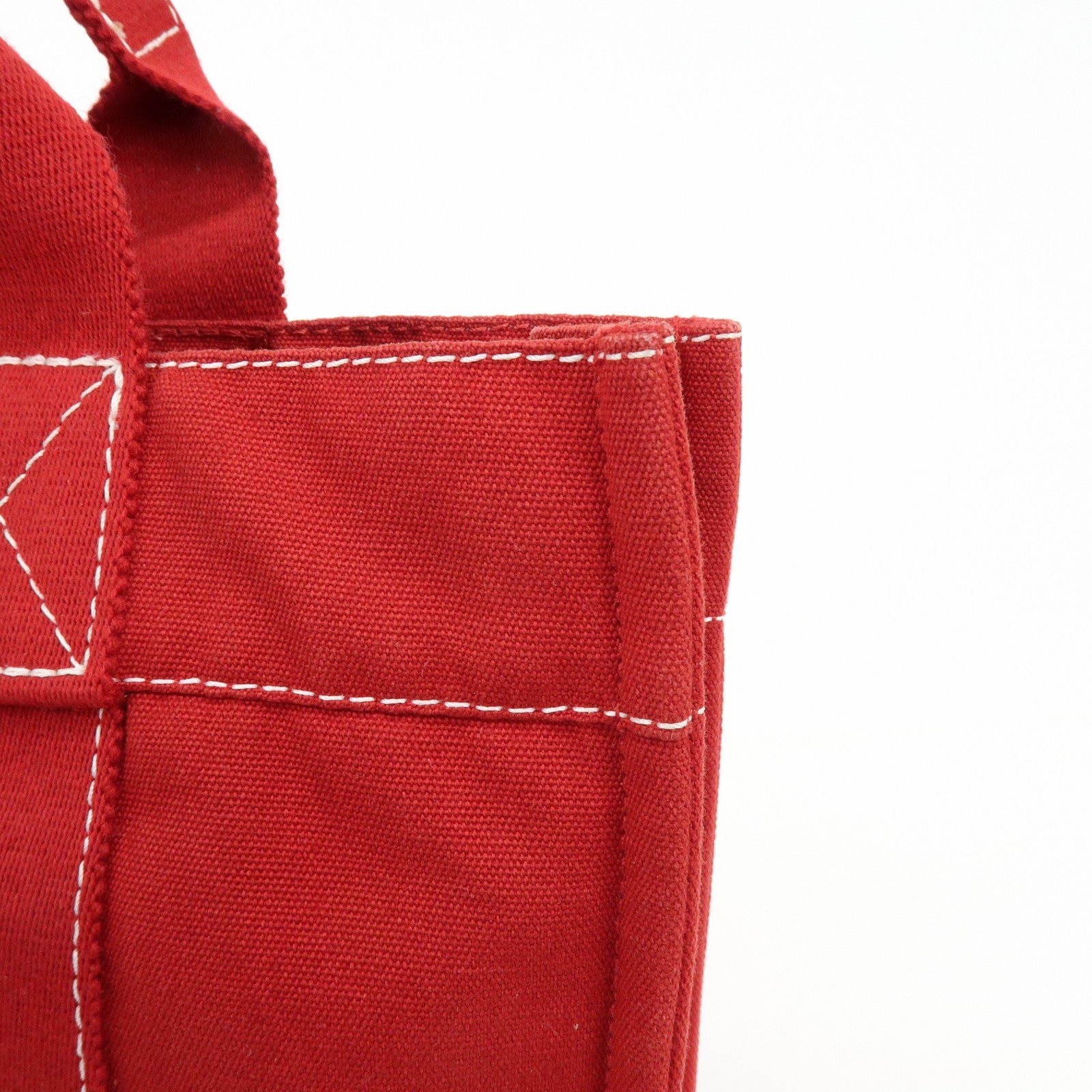 HERMES Deauville PM Canvas Hand Bag Tote Bag Red